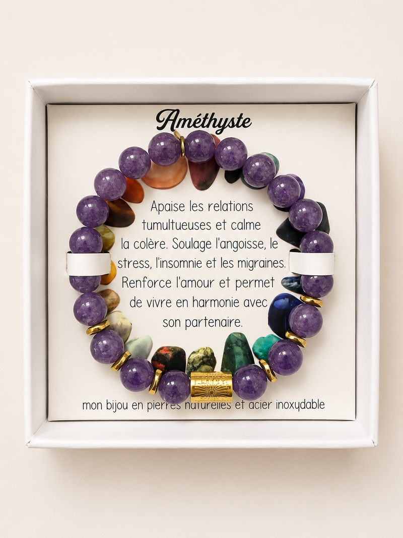 Bracelet en Pierre Naturelle - Améthyste