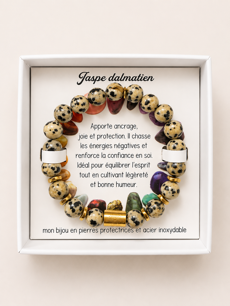 Bracelet en pierre — Jaspe Dalmatien