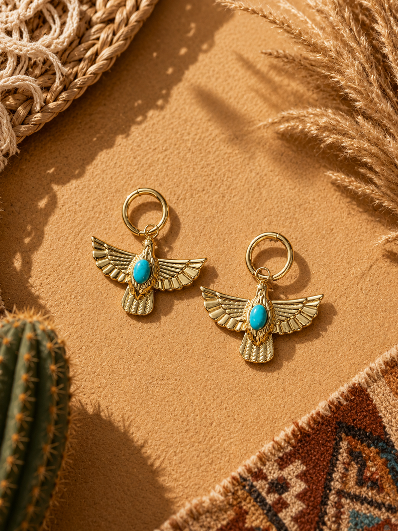 Boucles Condor Or et Turquoise