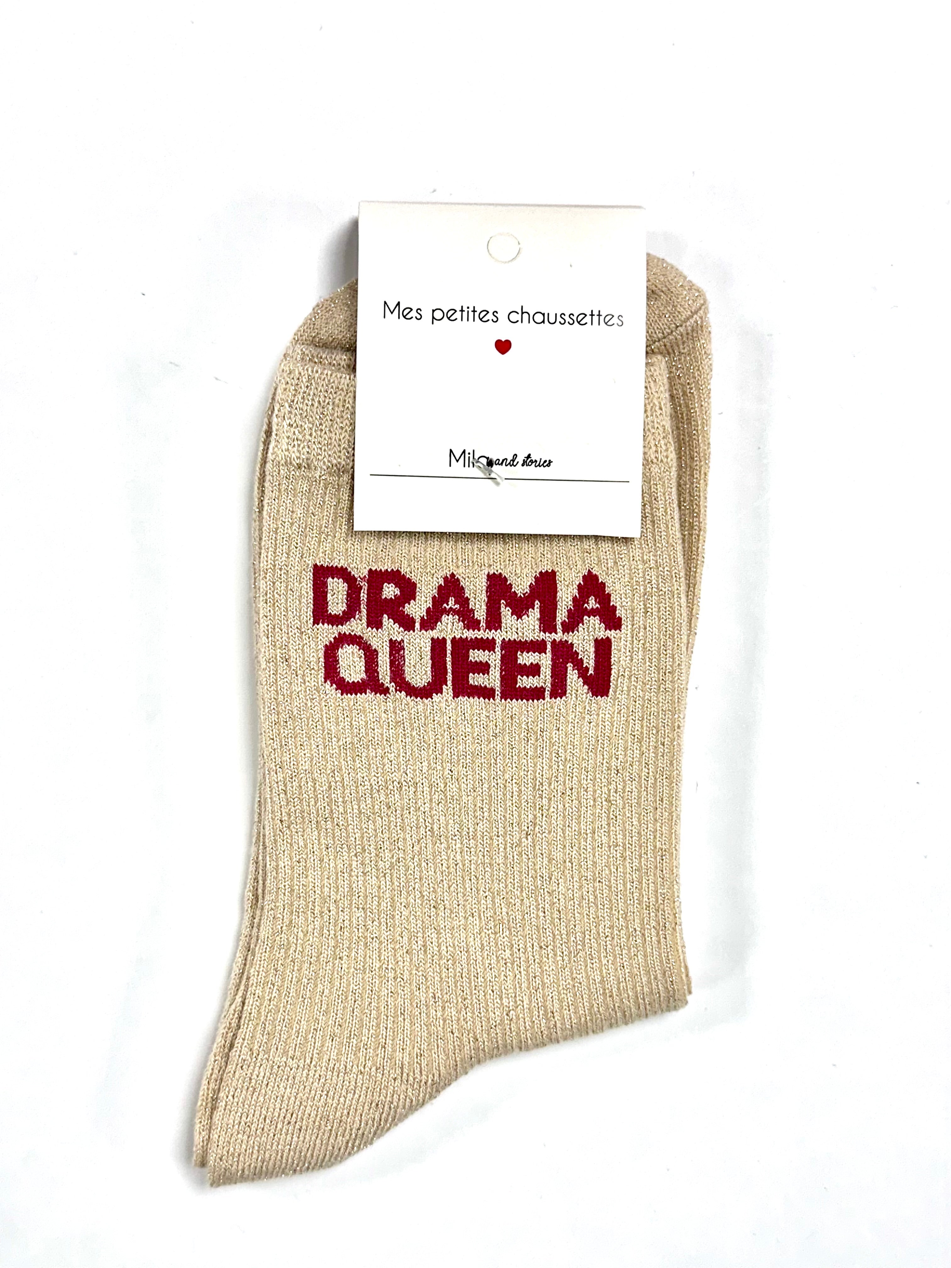 Chaussettes à paillettes « Drama queen » - Beige