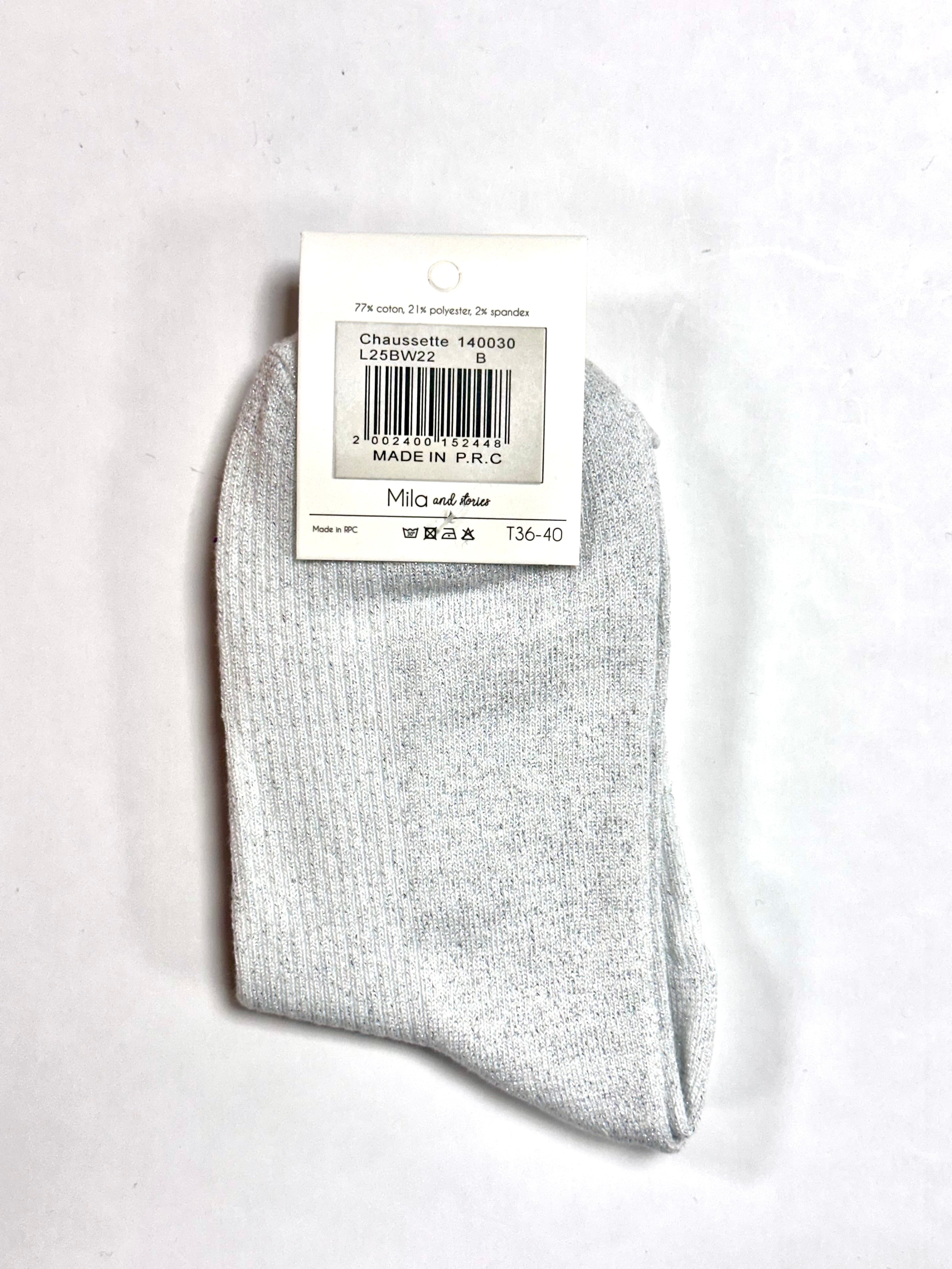 Chaussettes à paillettes « Rêveuse » - Blanc