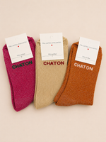 Chaussettes à paillettes « Chaton » - Beige