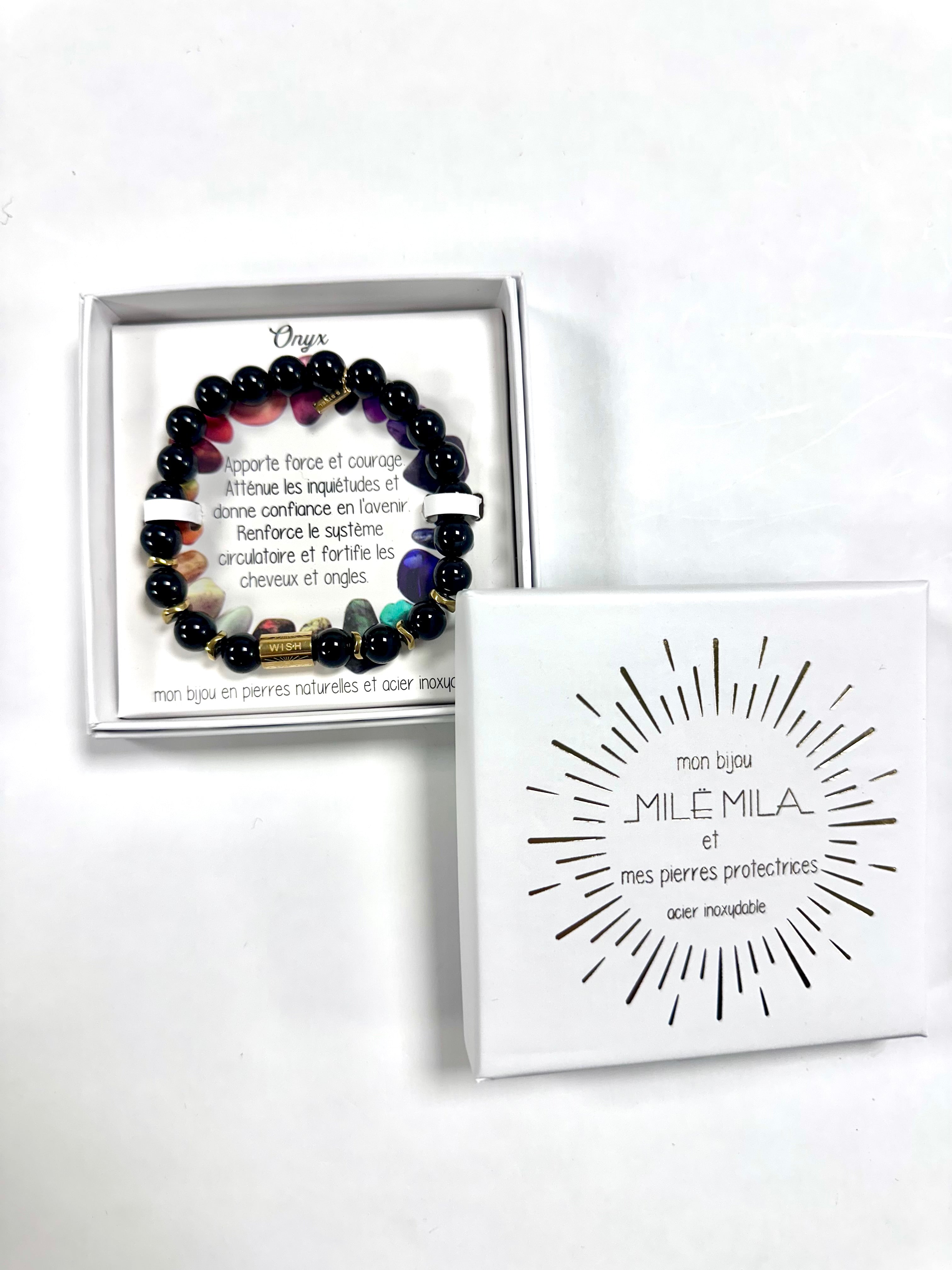 Bracelet en Pierre Naturelle - Onyx M