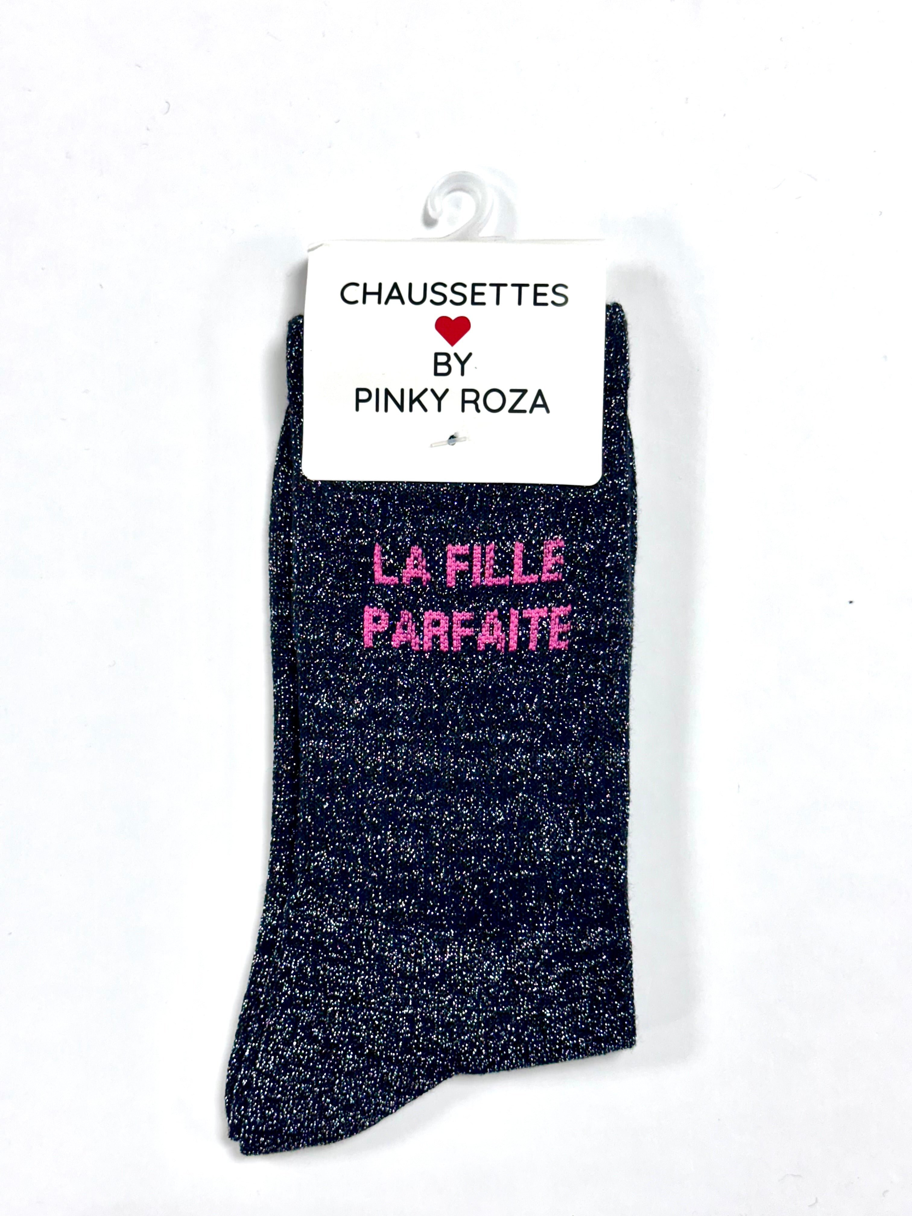 Chaussettes à paillettes « La fille Parfaite » - Noir