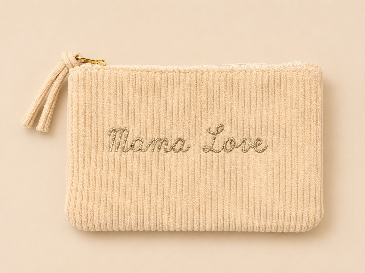 Pochette « Mama love (velours) » - Beige