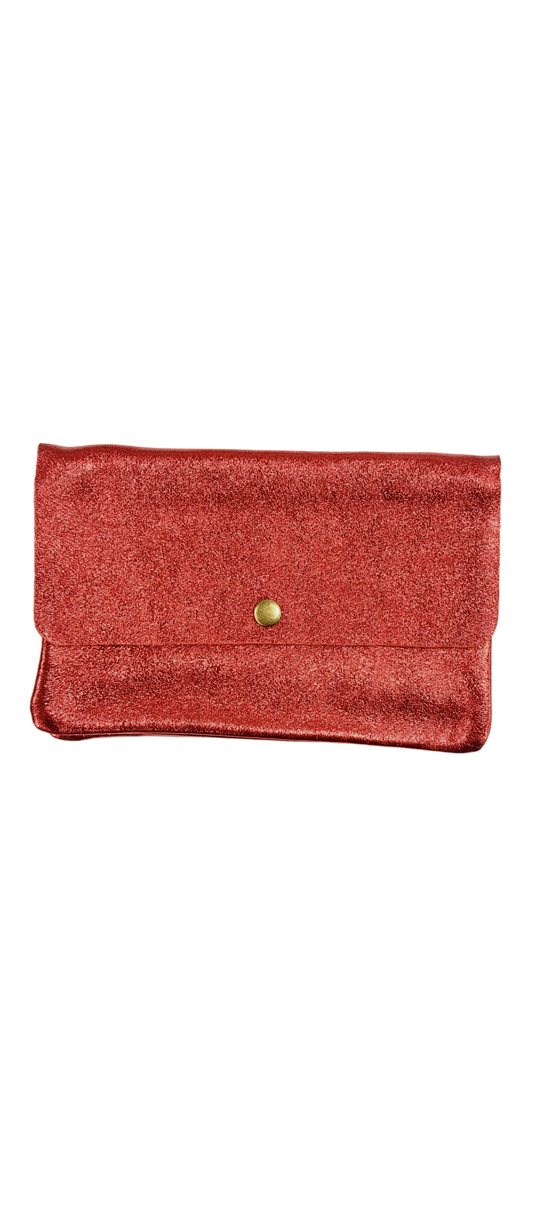 Pochette en cuir avec poche zippée intérieure - Rouge