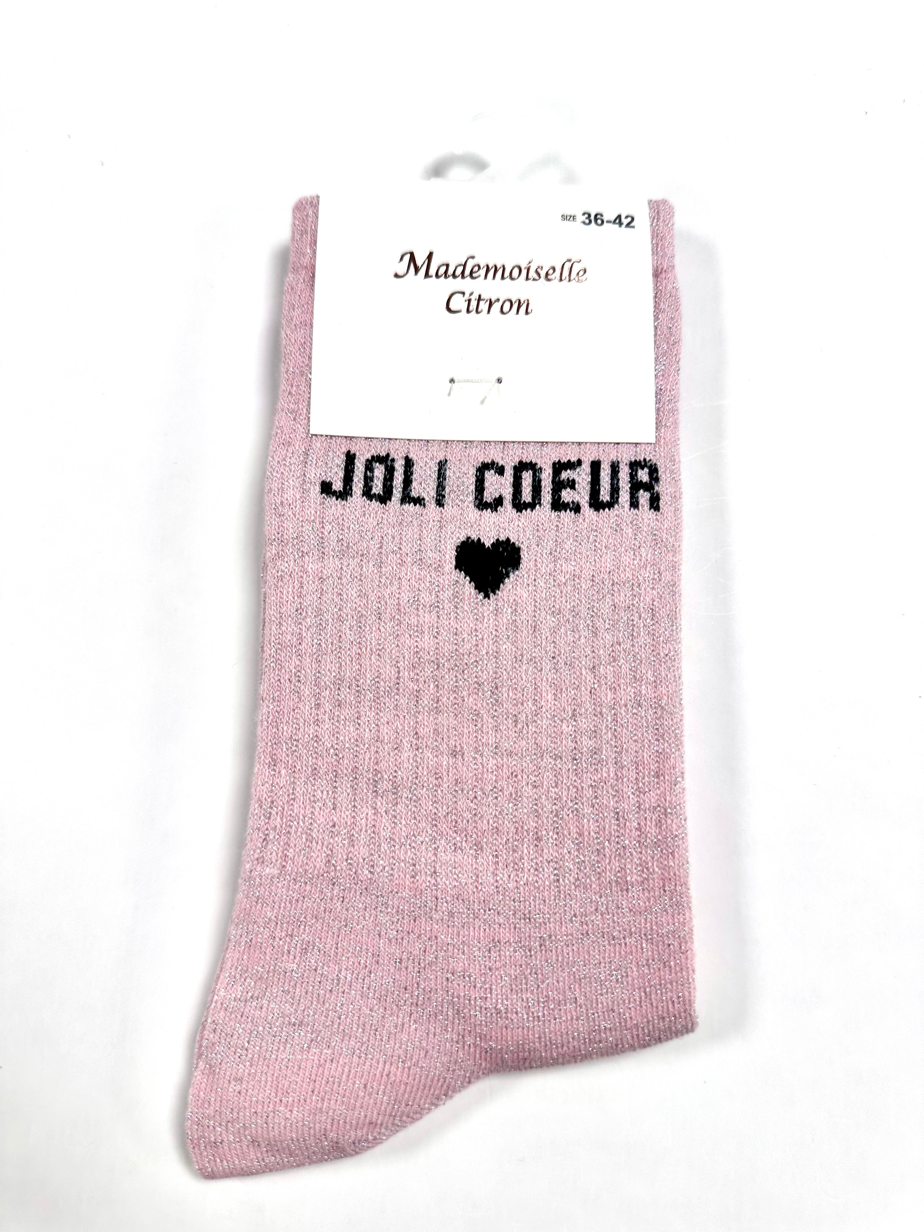 Chaussettes à Paillettes - Jolie cœur ❤️ (Rose)