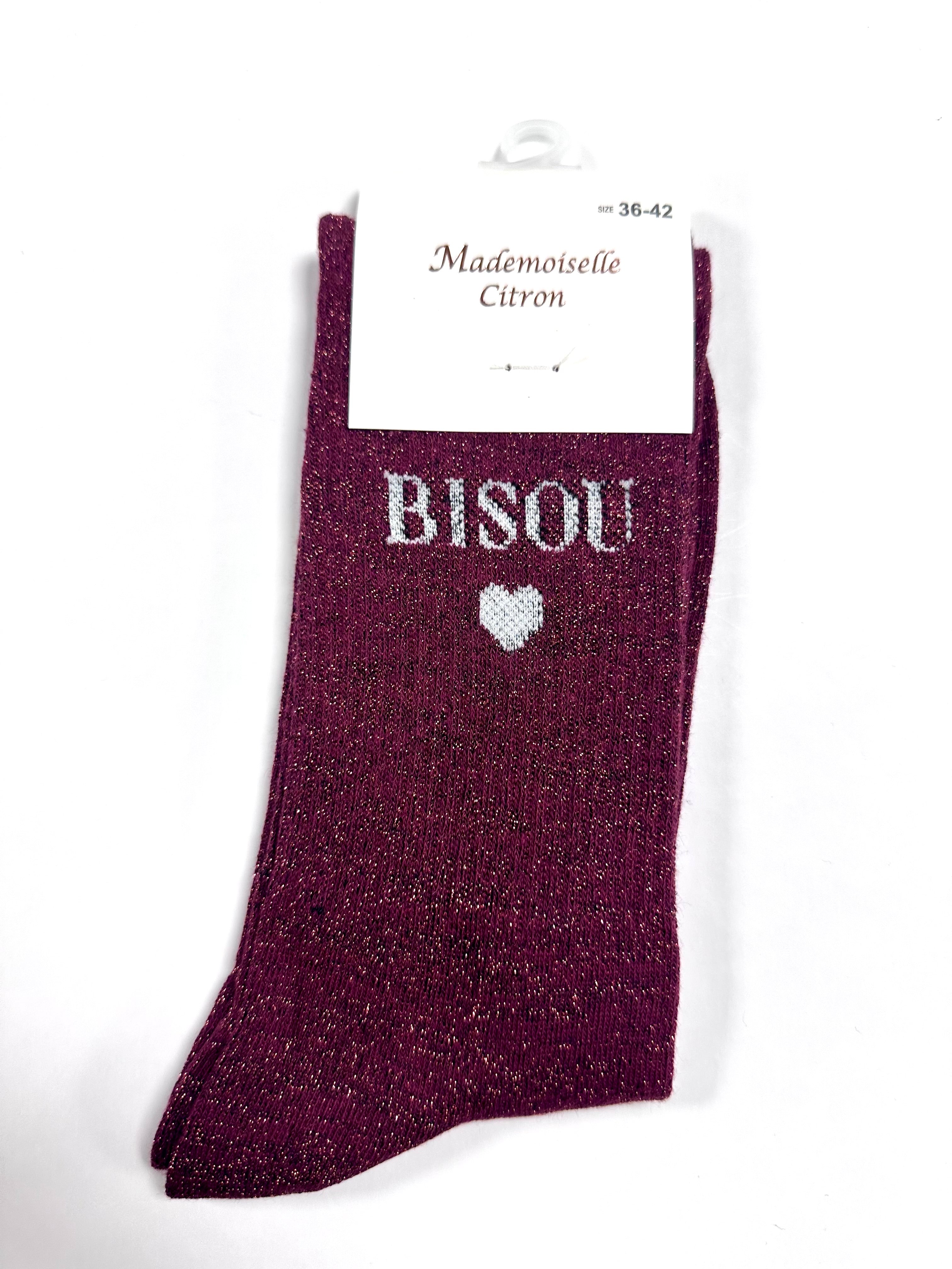 Chaussettes à Paillettes - Bisous (Rouge)
