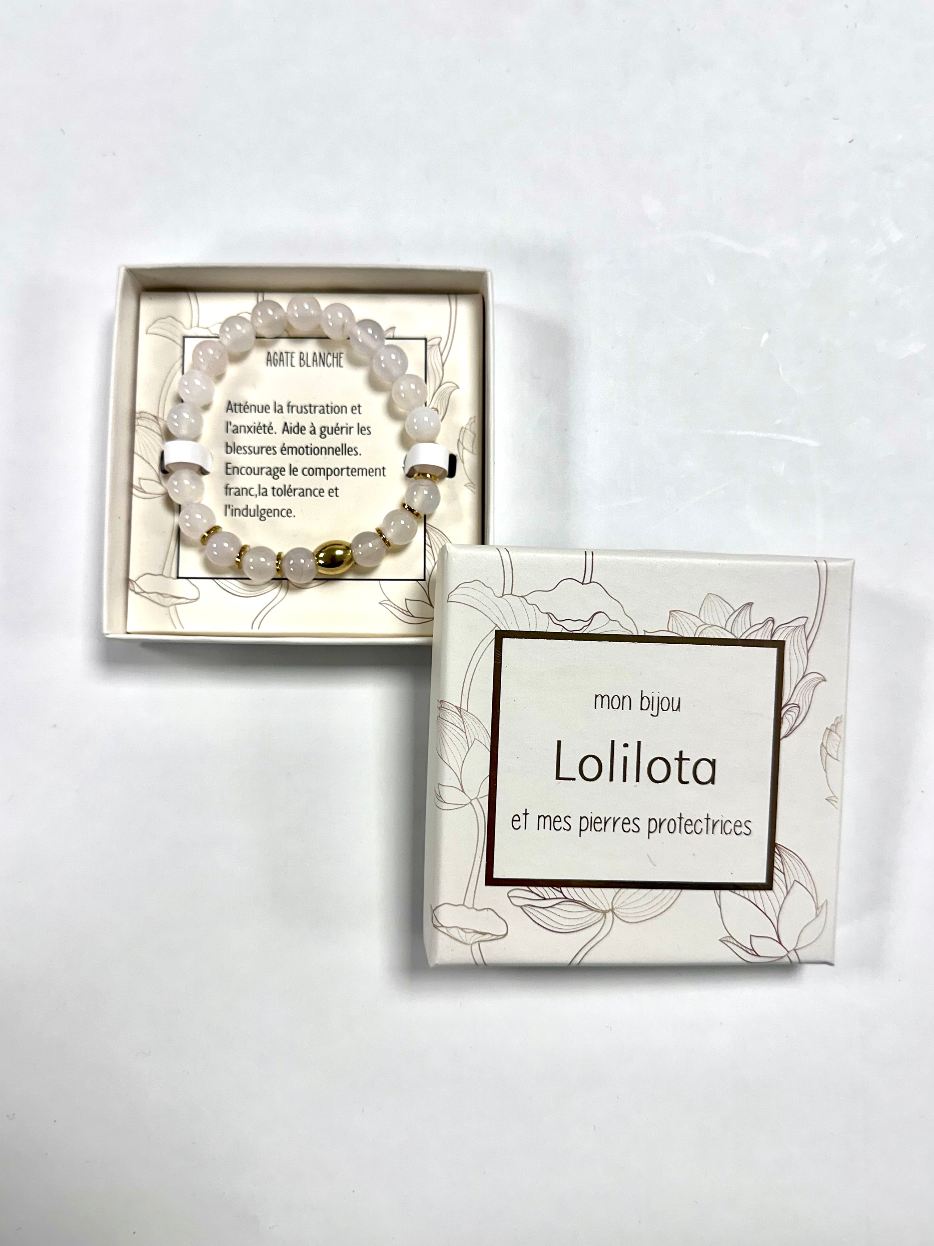 Bracelet en pierre — Agate blanche