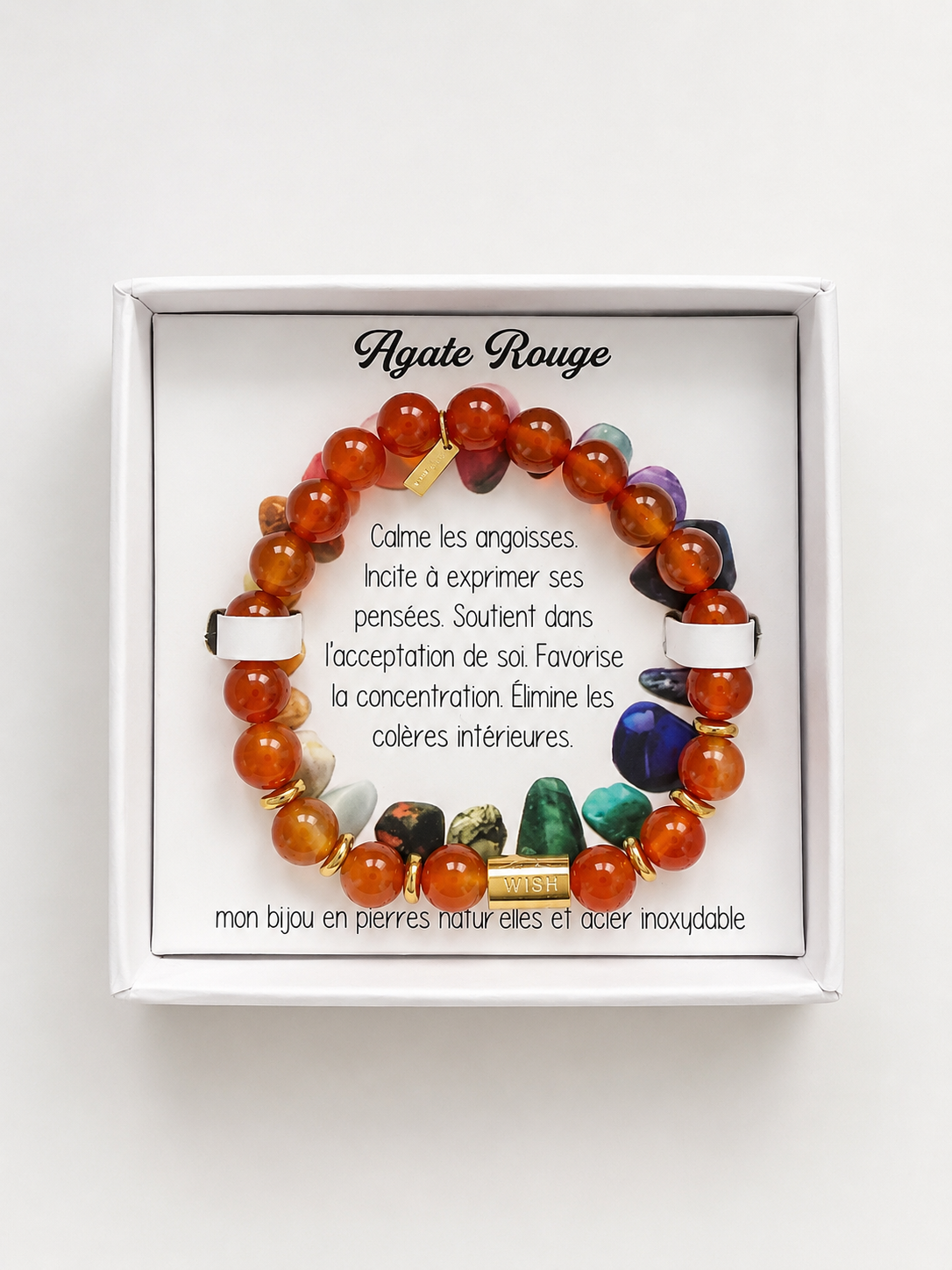 Bracelet en pierre — Agate rouge
