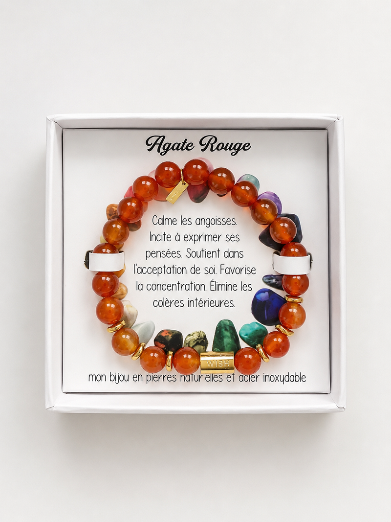 Bracelet en pierre — Agate rouge