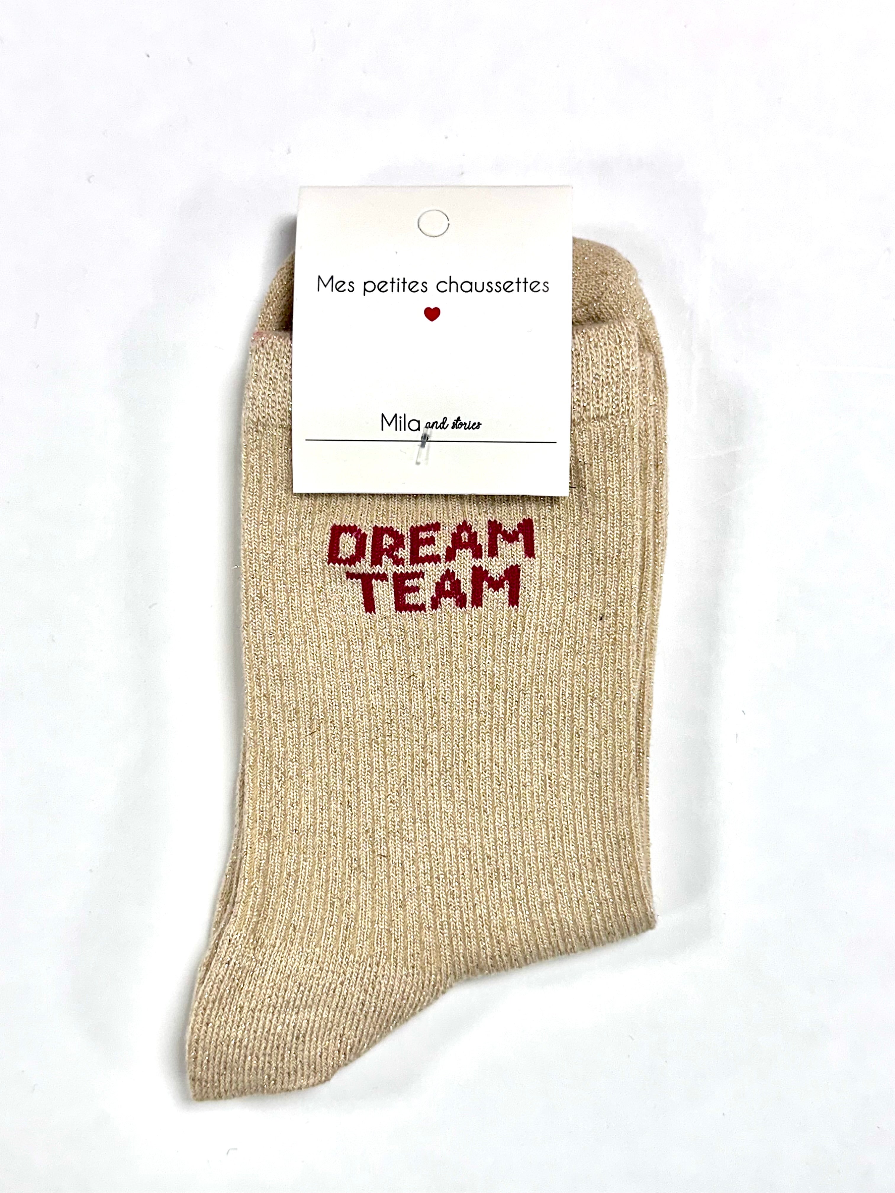 Chaussettes à paillettes « Dream team » - Beige