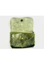 Porte-monnaie en cuir triple pochette - Vert kaki