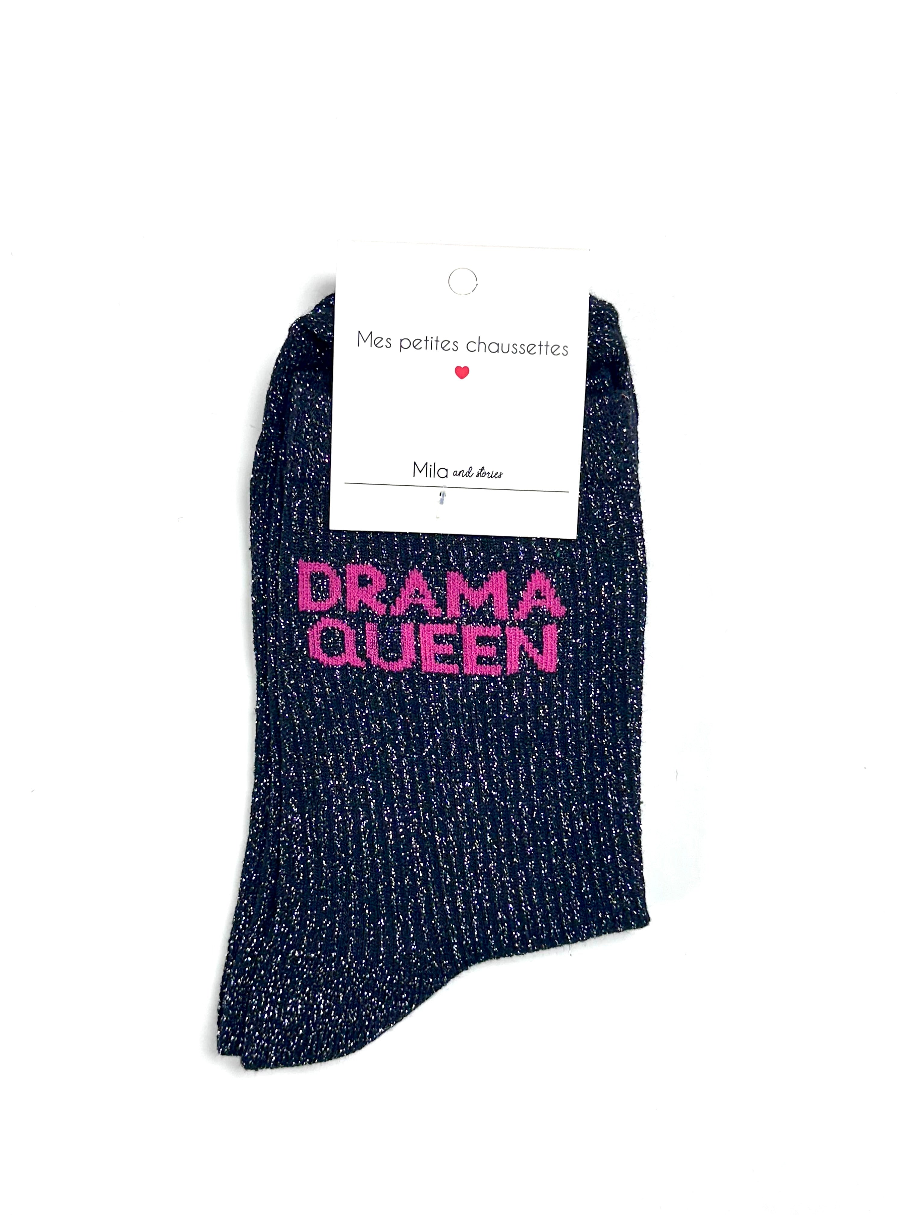 Chaussettes à paillettes « Drama queen » - Noir