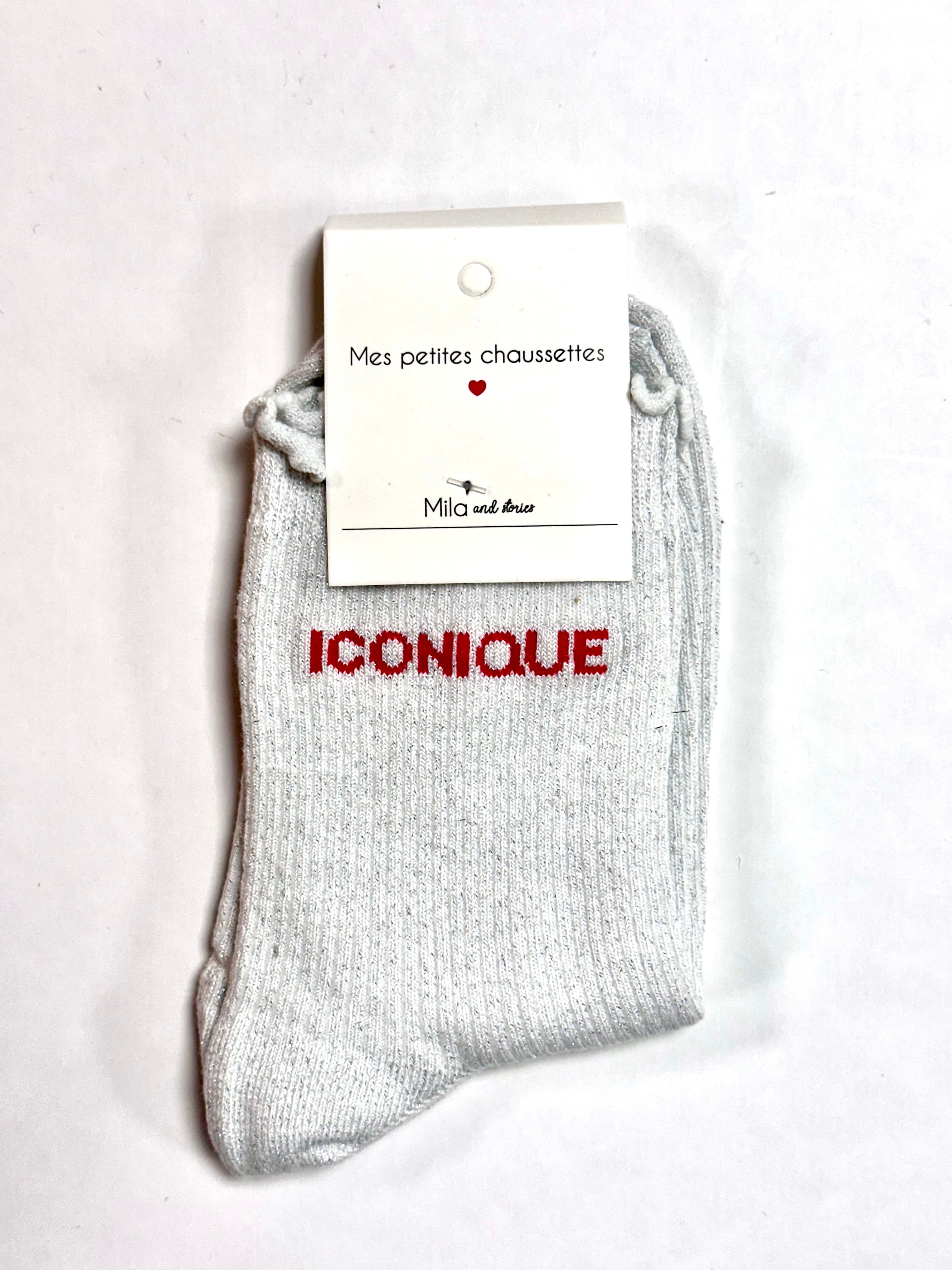 Chaussettes à paillettes « Iconique » - Blanc
