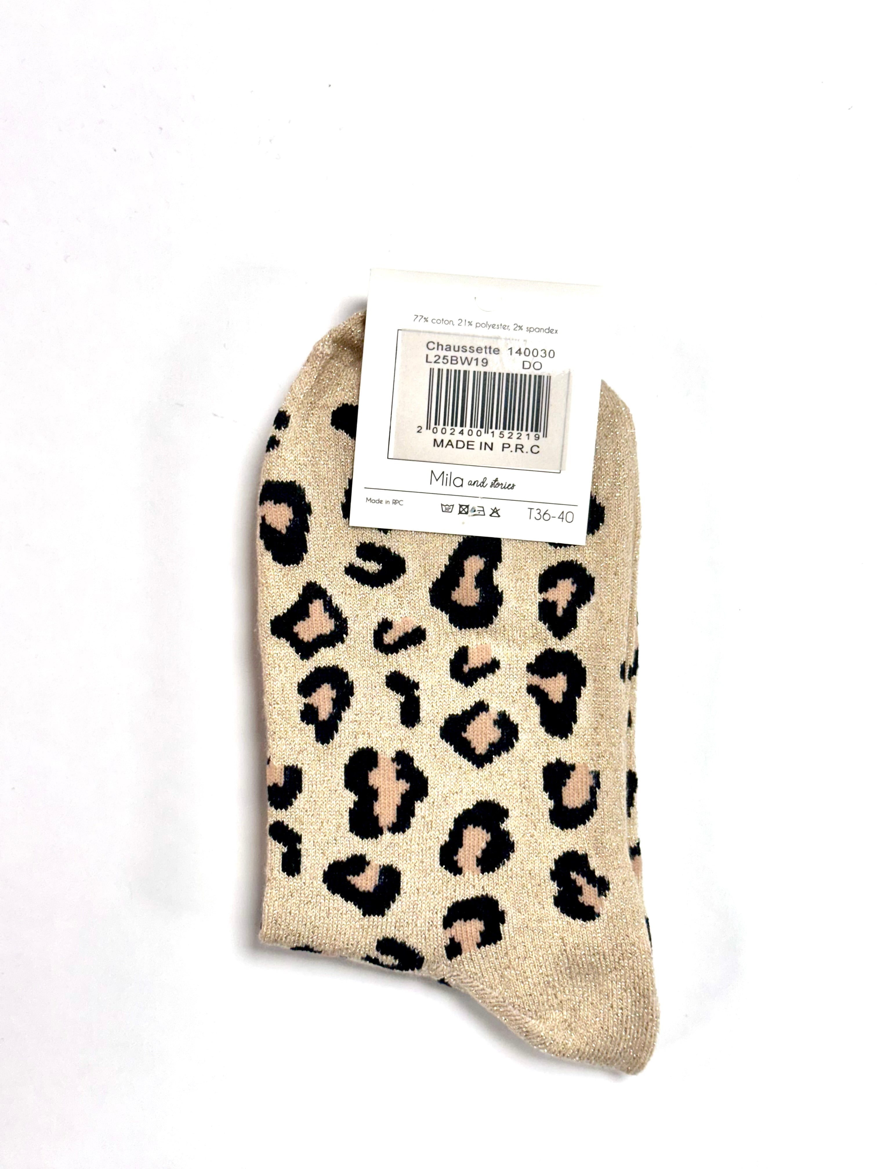 Chaussettes à paillettes « Amour » - Léopard