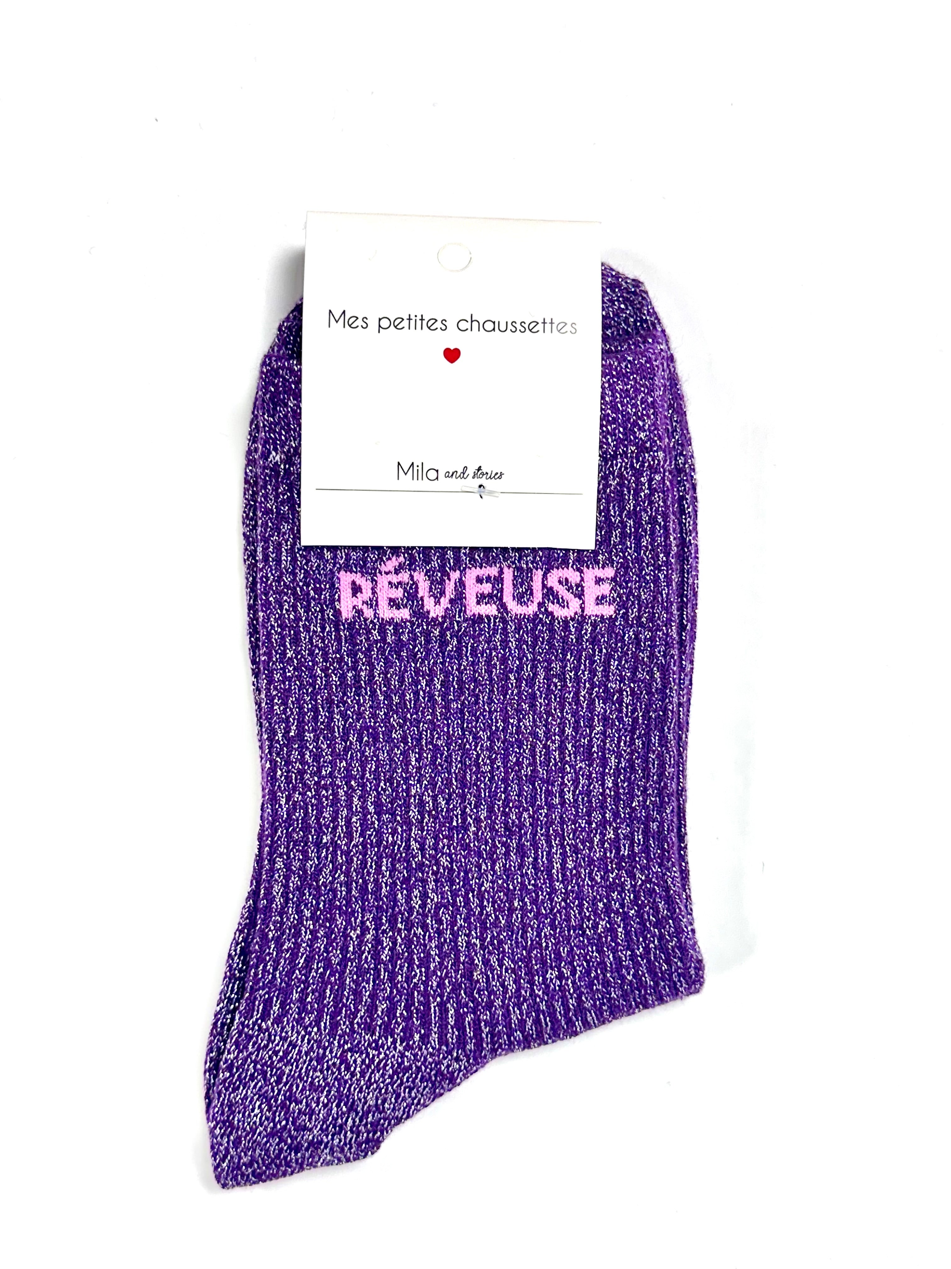 Chaussettes à paillettes « Rêveuse » - Violet