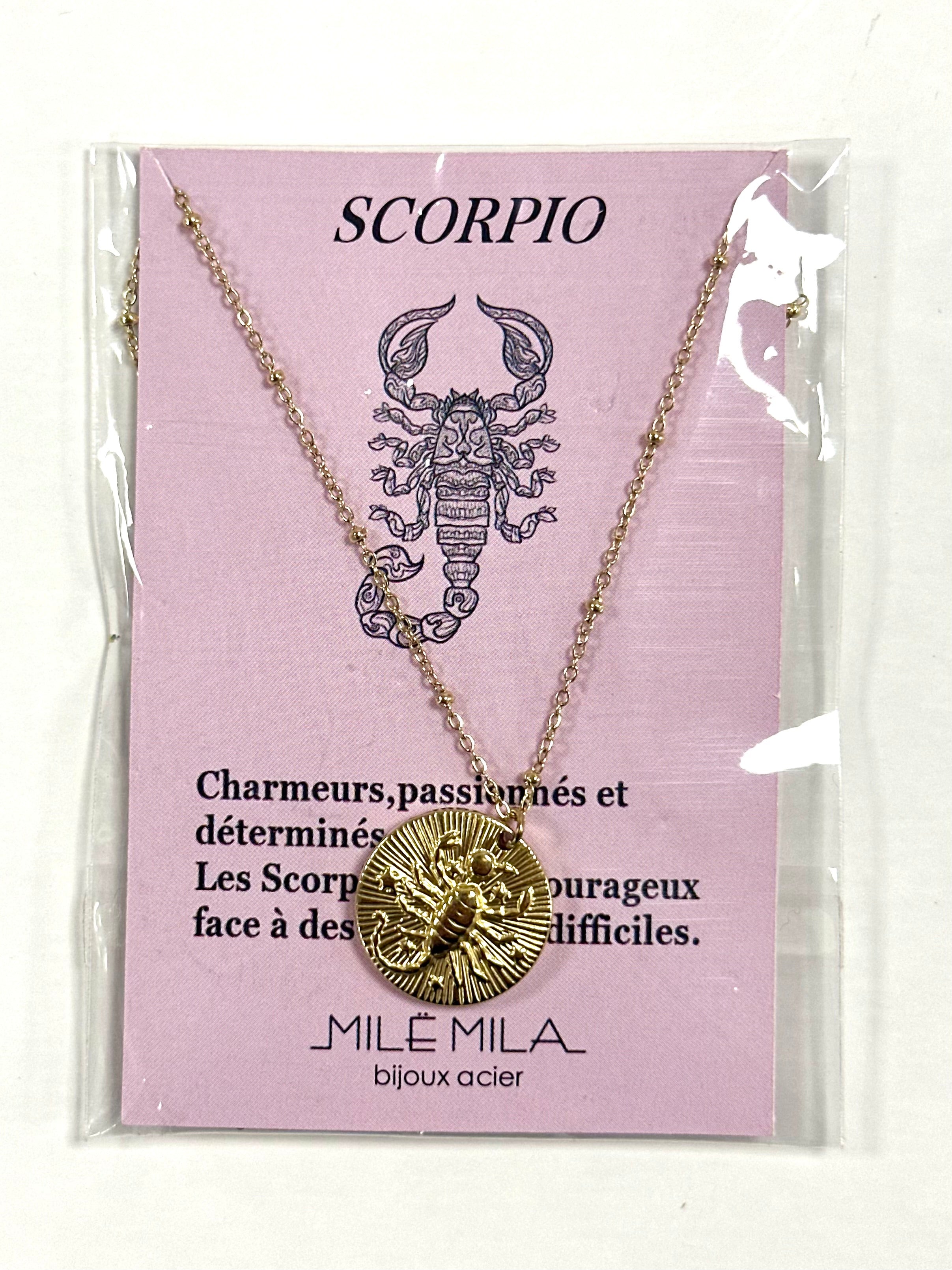 Collier zodiaque Scorpion en acier inoxydable – La Tienda