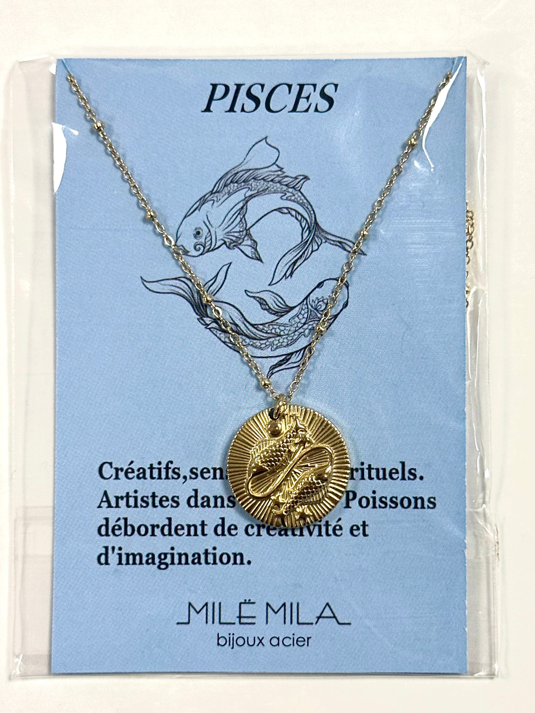 Collier zodiaque Poissons en acier inoxydable – La Tienda