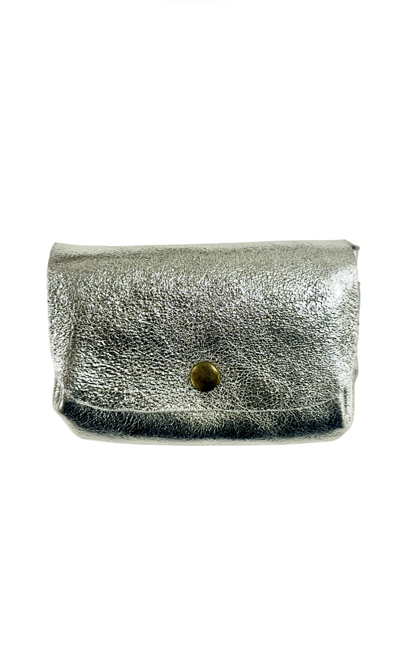 Porte-monnaie en cuir triple pochette - Argent