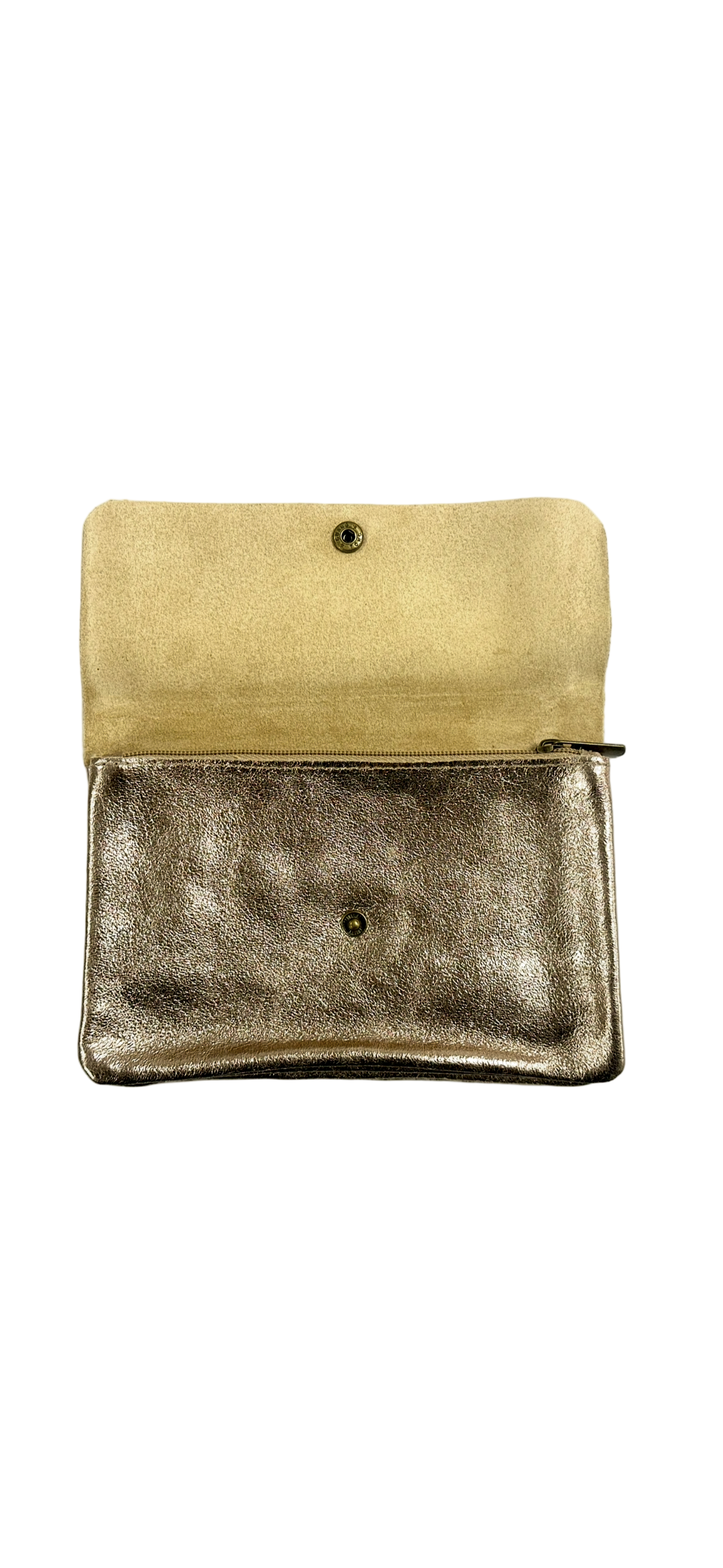 Pochette en cuir avec poche zippée intérieure - Bronze