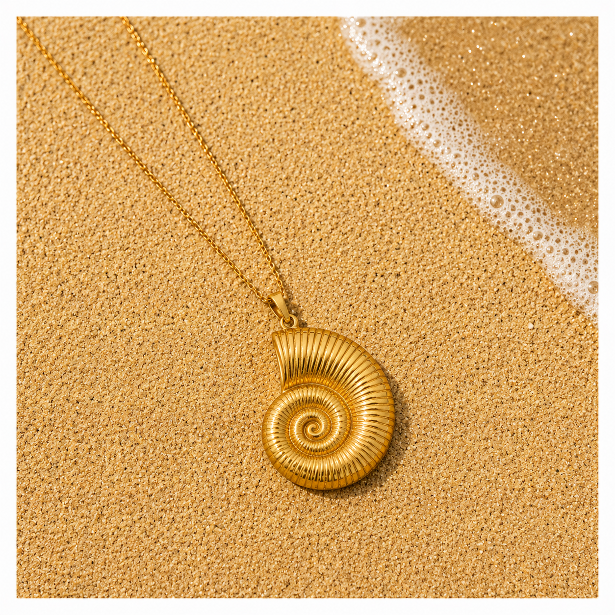 Collier Pendentif Coquillage - Pur Acier Inoxydable
