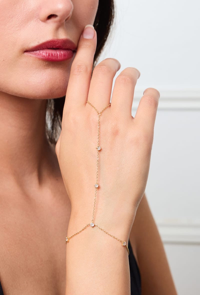 Chaîne de main rond strass mini