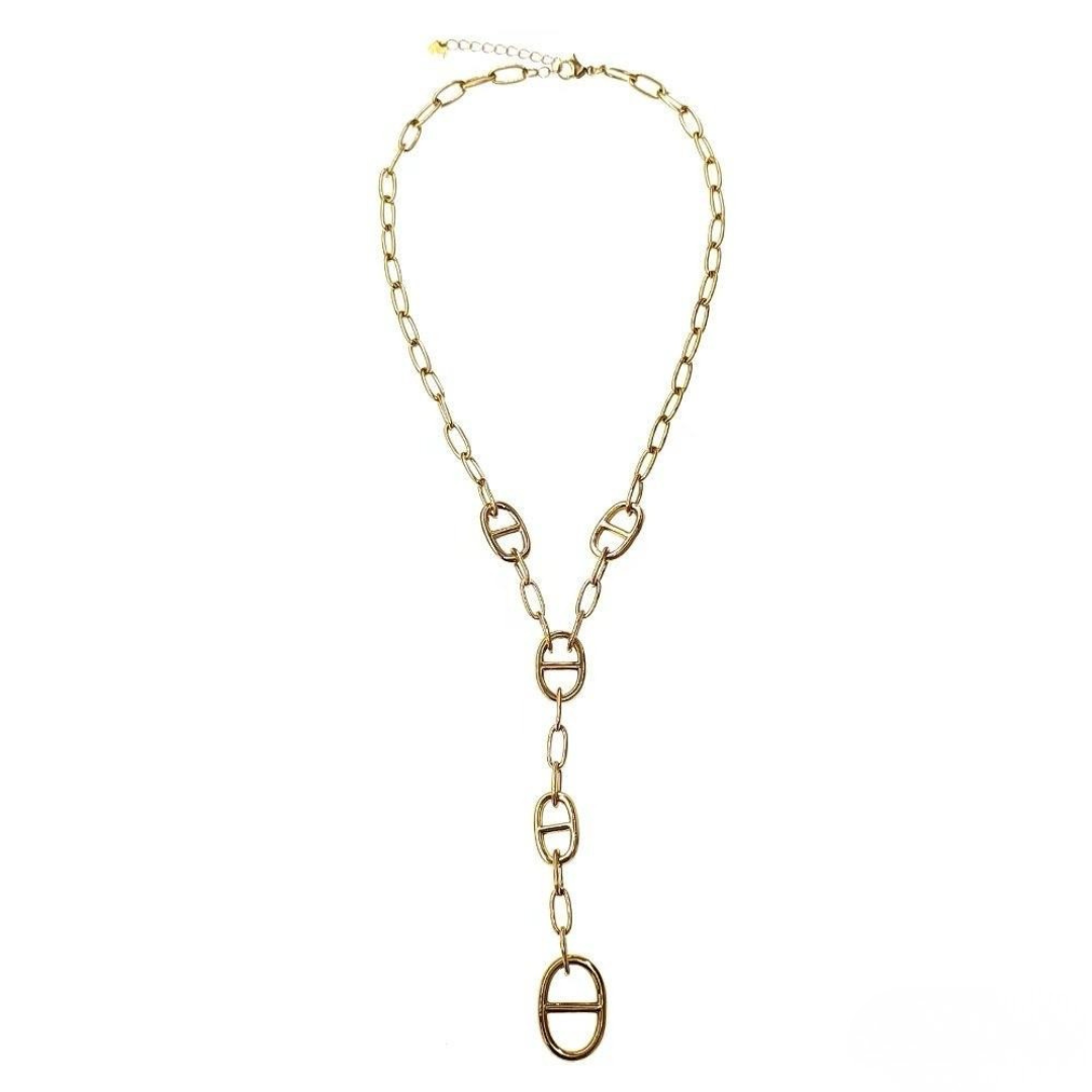 Sautoir Grosse Maille Marine en Acier Inoxydable