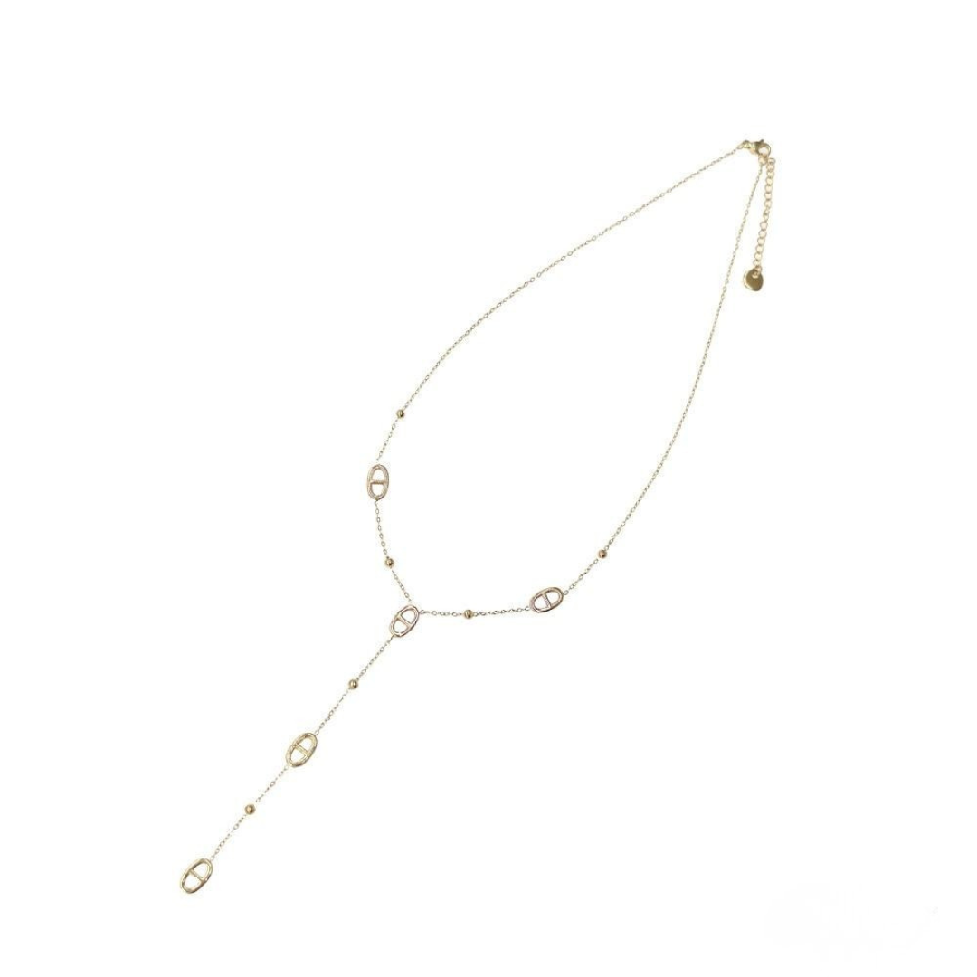 Sautoir Maille Marine avec Point Décoratif en Acier Inoxydable