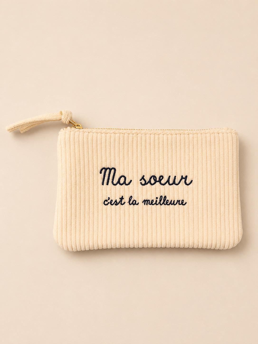 Pochette « Ma sœur c’est la meilleure (velours) » - Blanc