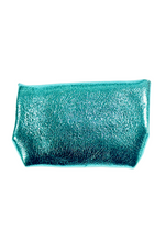 Porte-monnaie en cuir triple pochette - Turquoise
