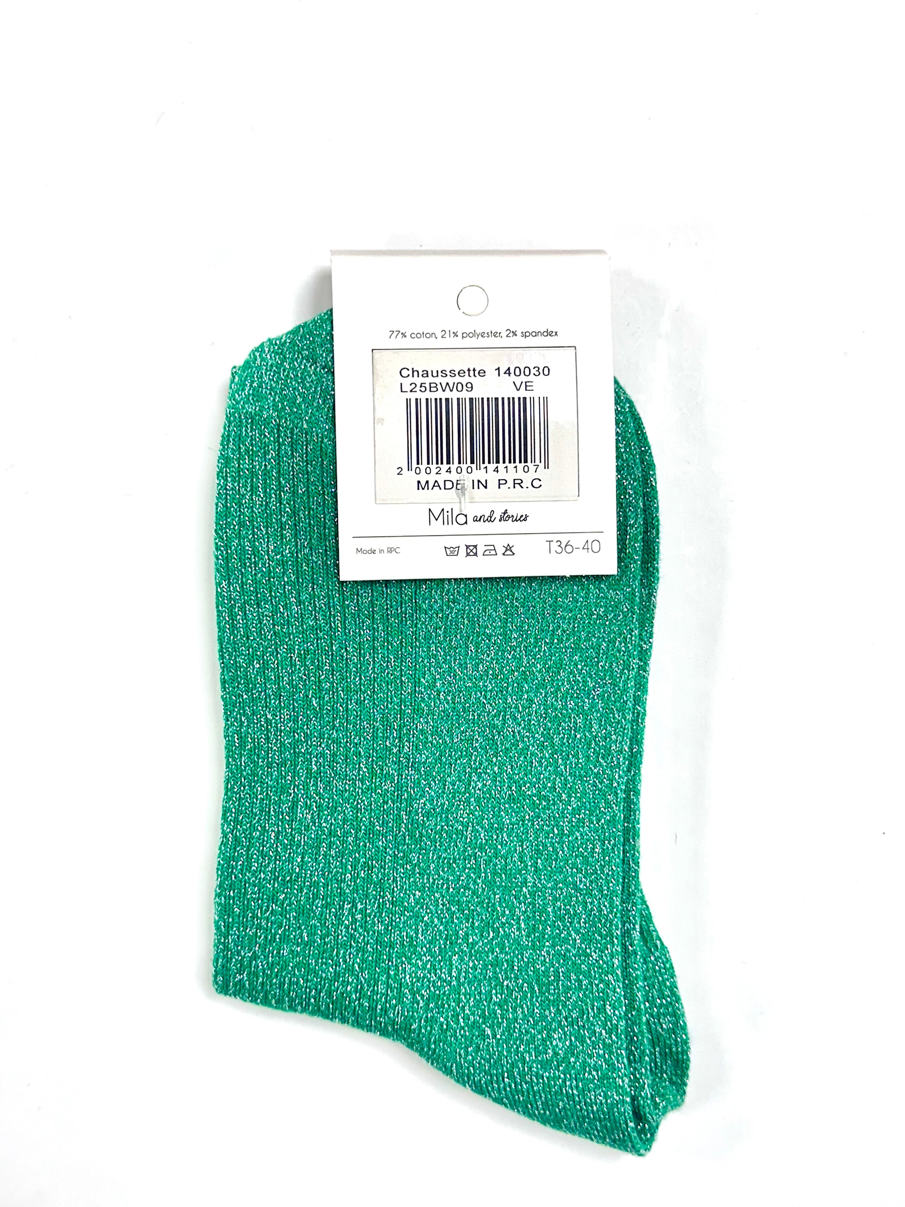 Chaussettes à paillettes « Drama queen » - Vert