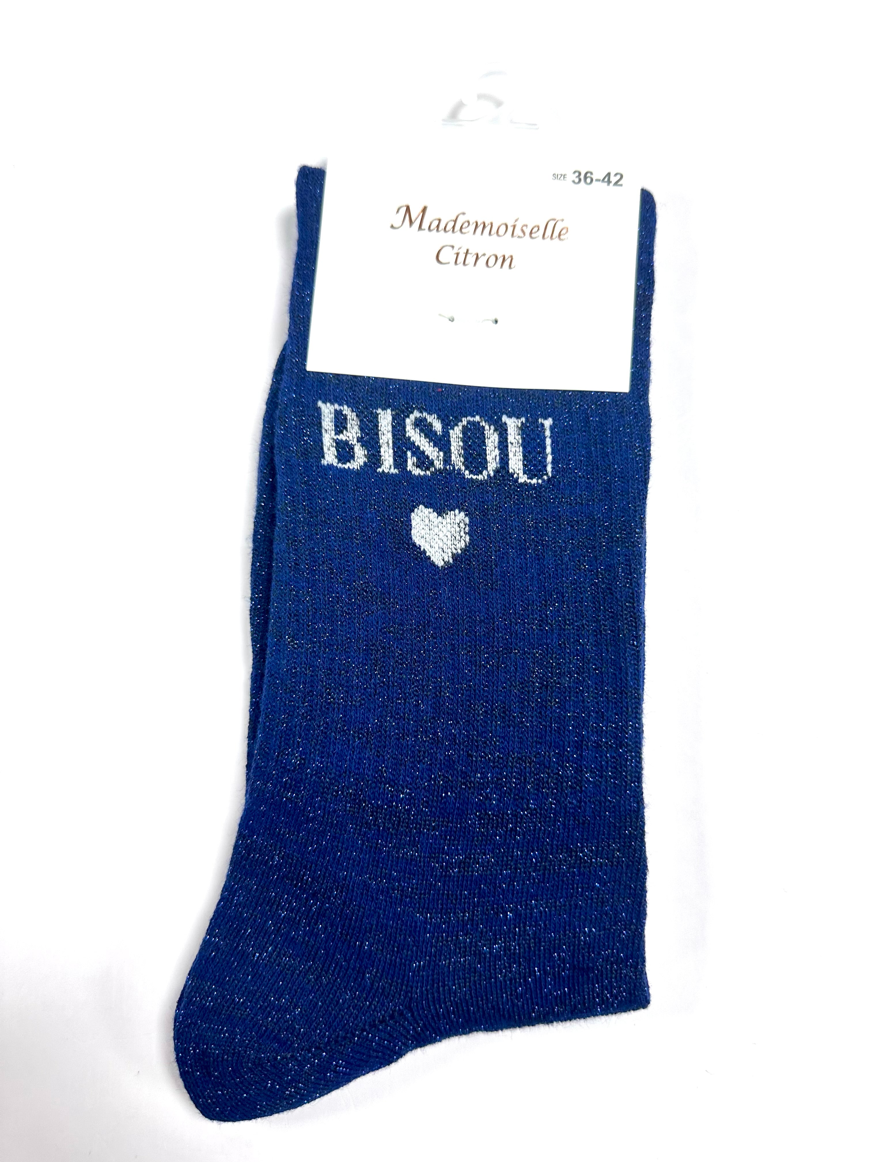 Chaussettes à Paillettes - Bisous (Bleu foncé)