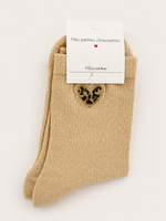 Chaussettes à paillettes « Cœur léopard »
