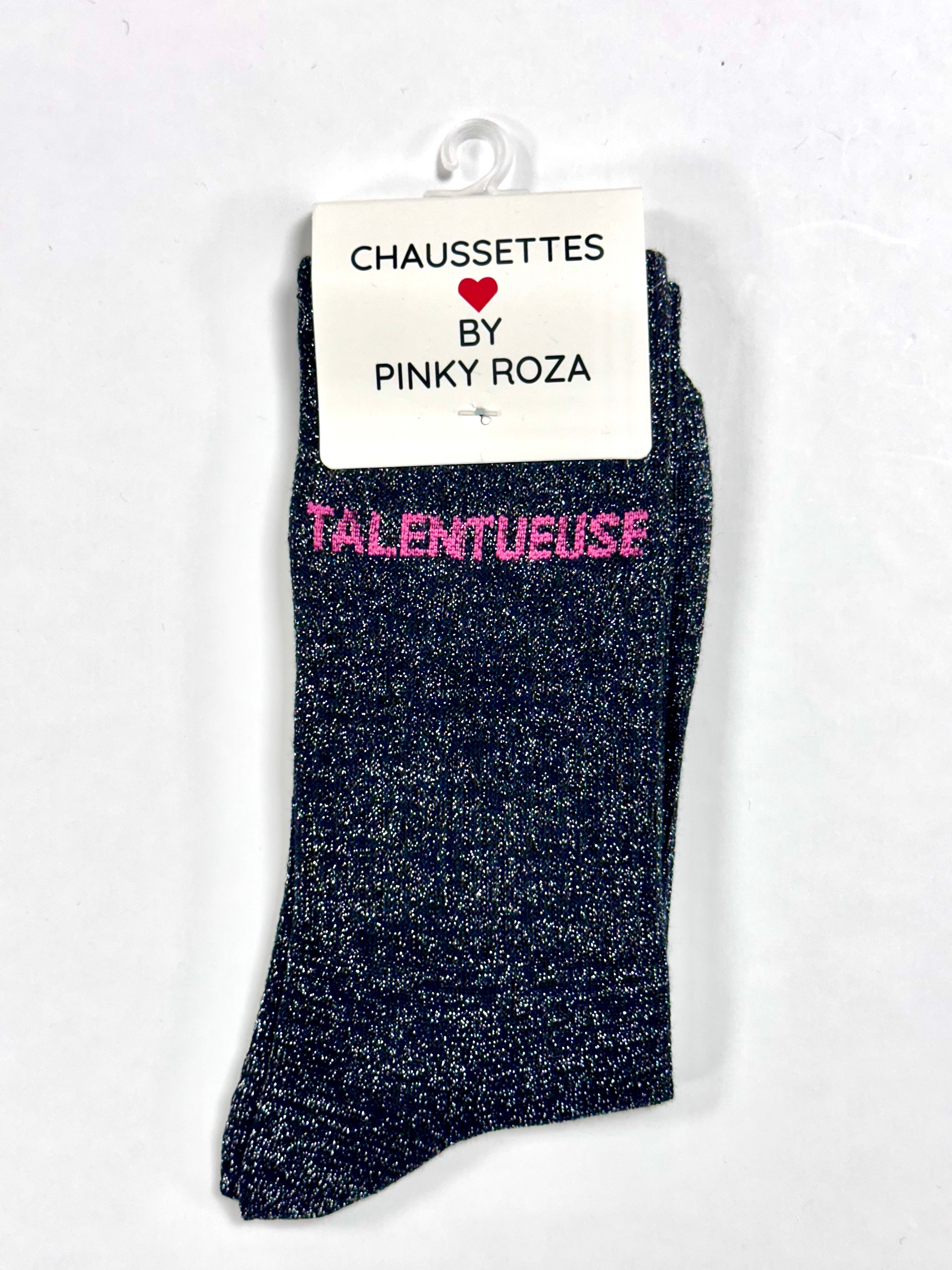 Chaussettes à paillettes « Talentueuse » - Noir