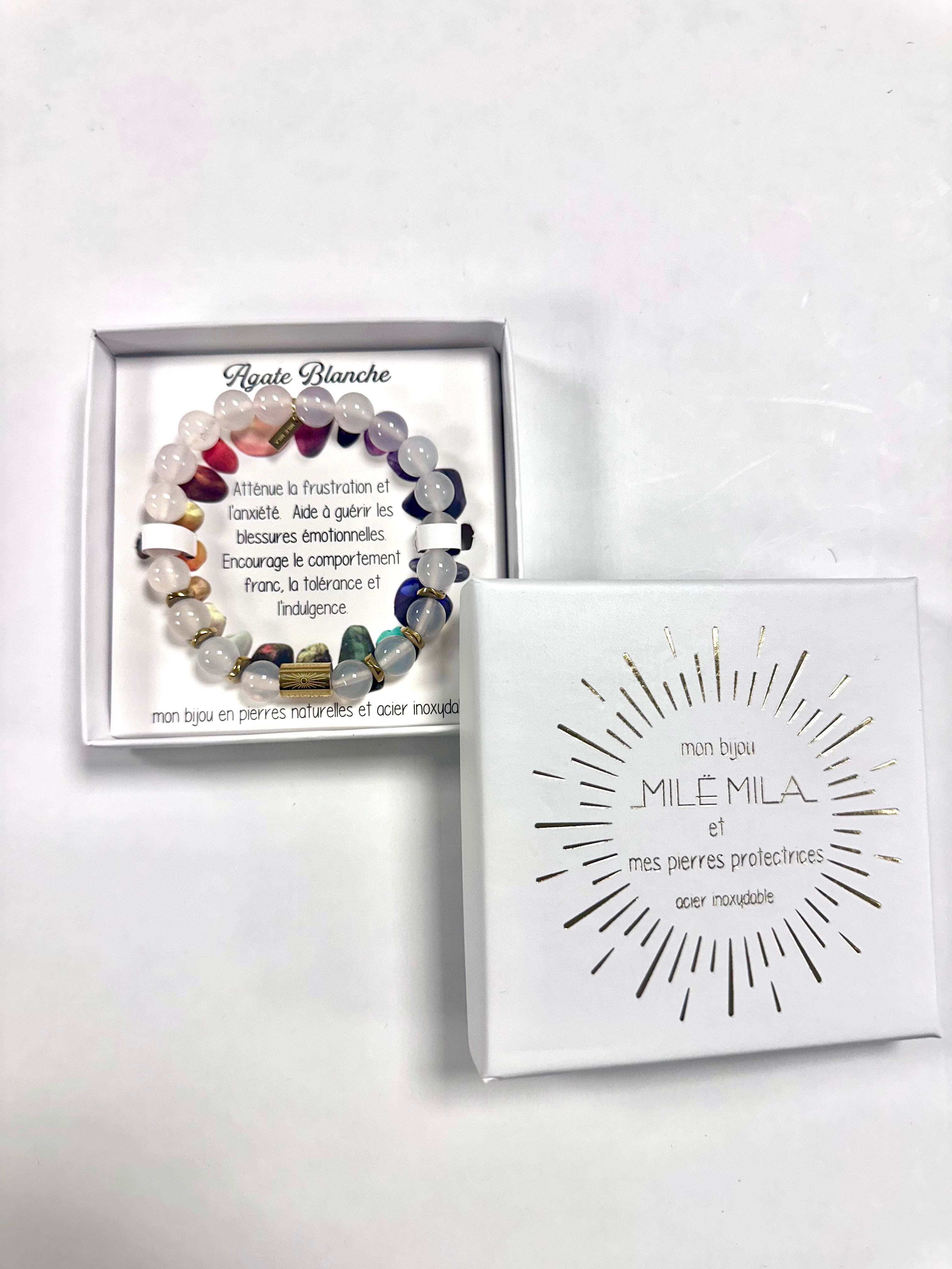 Bracelet en Pierre Naturelle - Agate Blanche