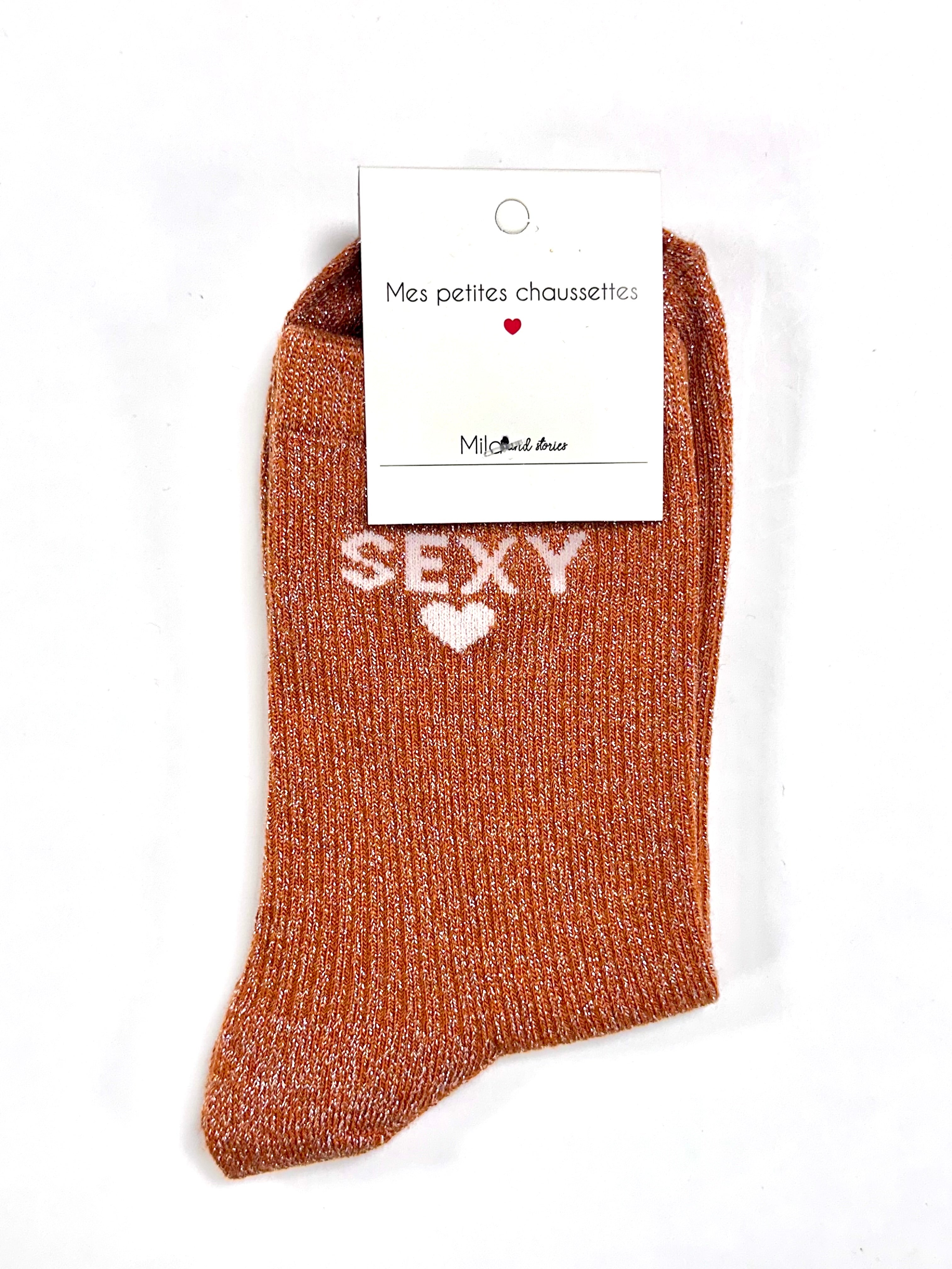Chaussettes à paillettes « Sexy » - Orange
