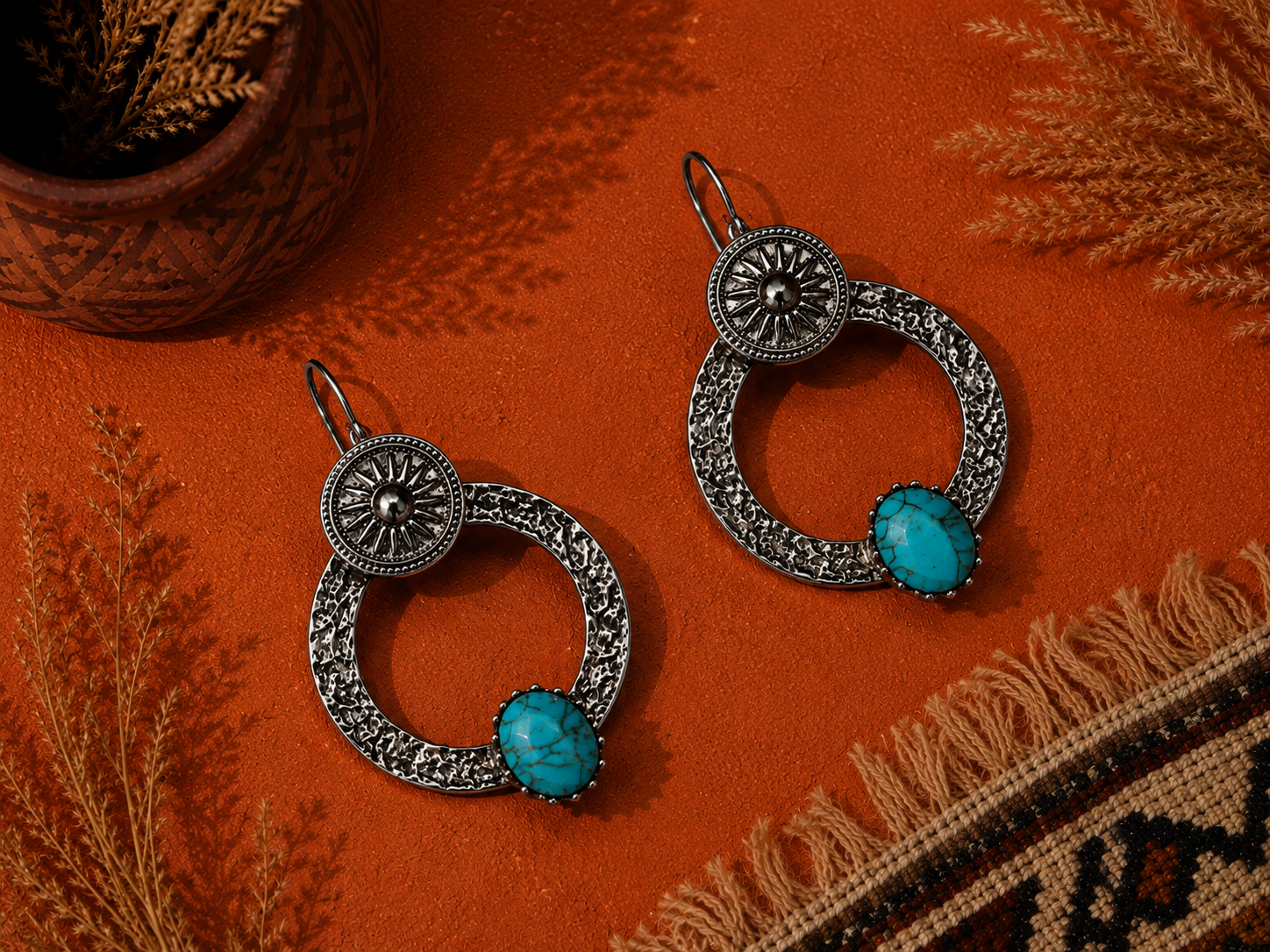Boucles Oracle Acier et Turquoise