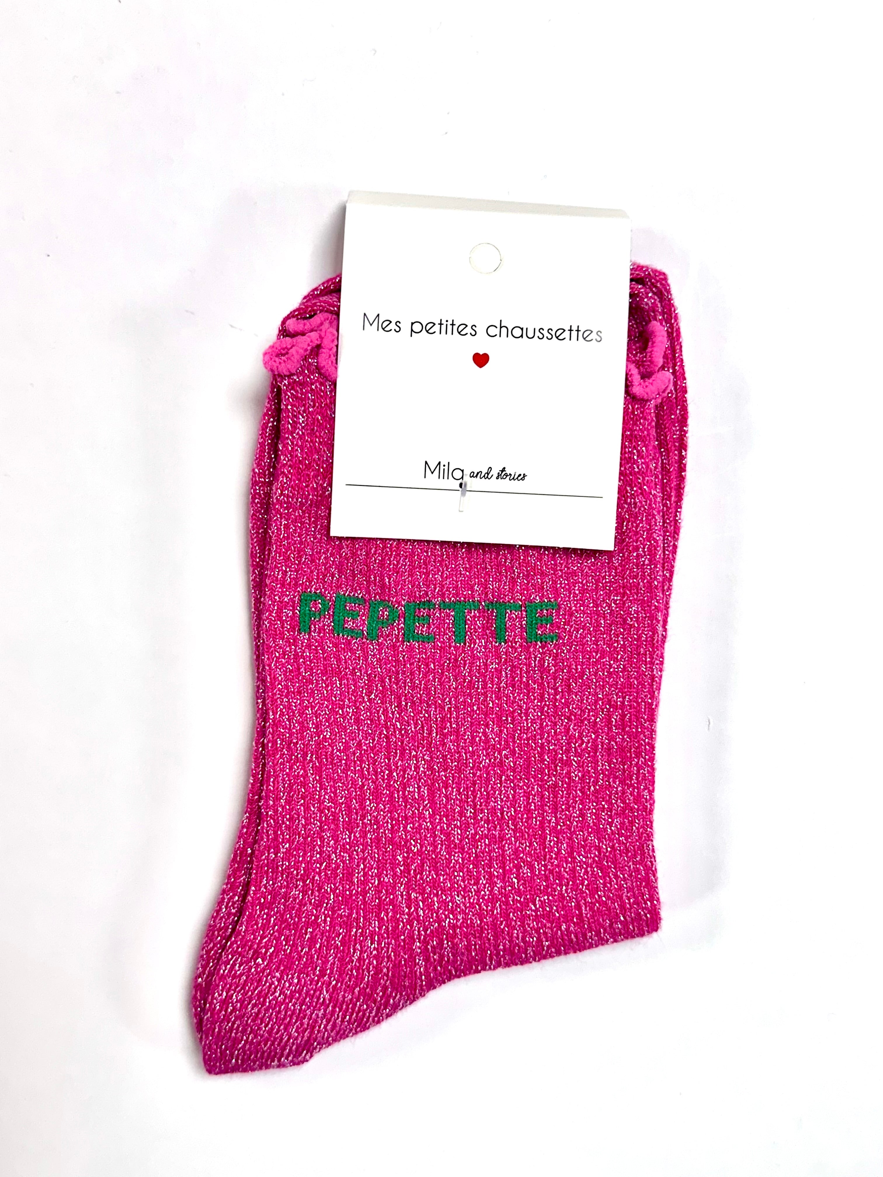 Chaussettes à paillettes « Pepette » - Rose