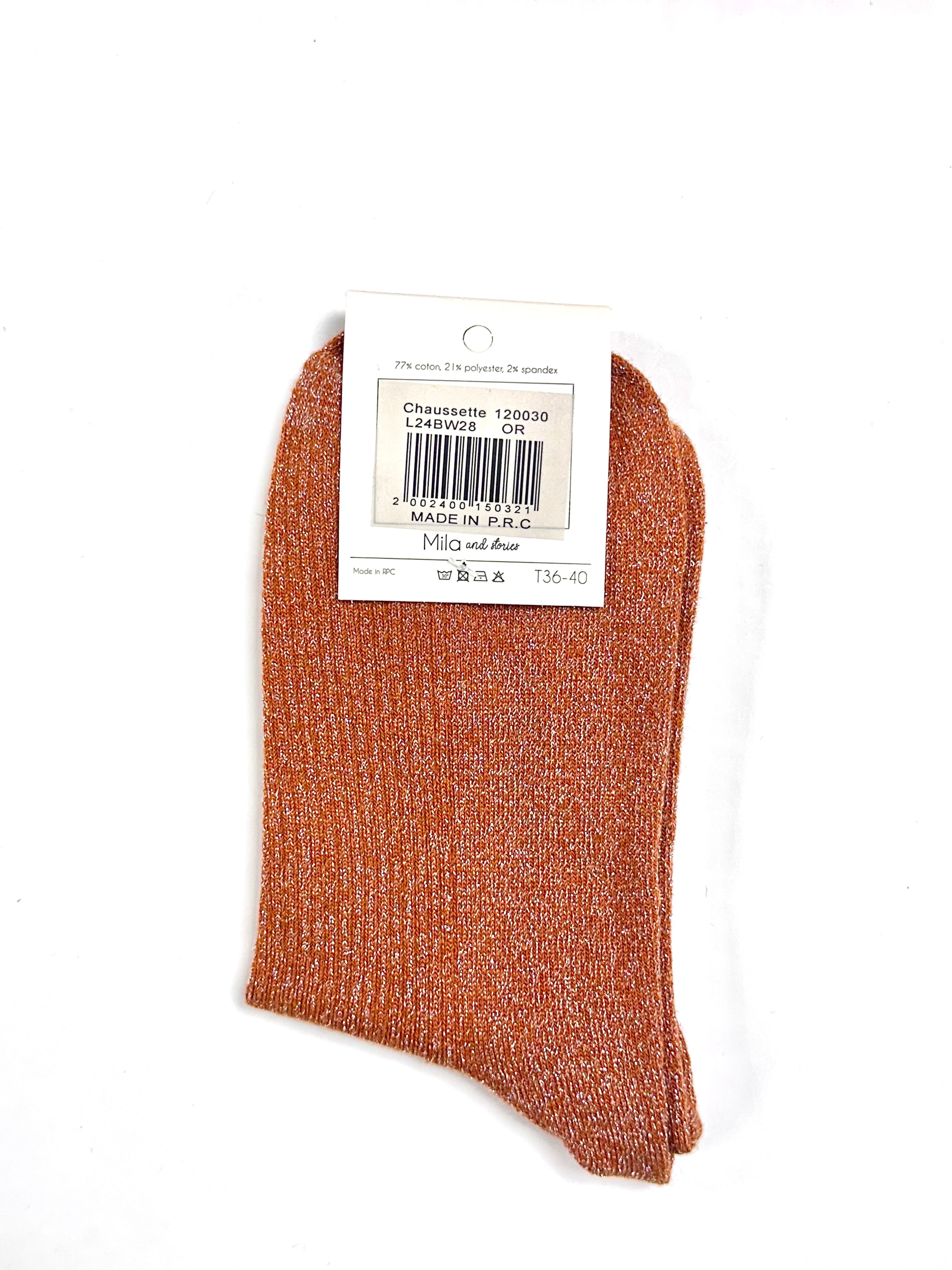 Chaussettes à paillettes « ❤️ (cœur doré) » - Orange