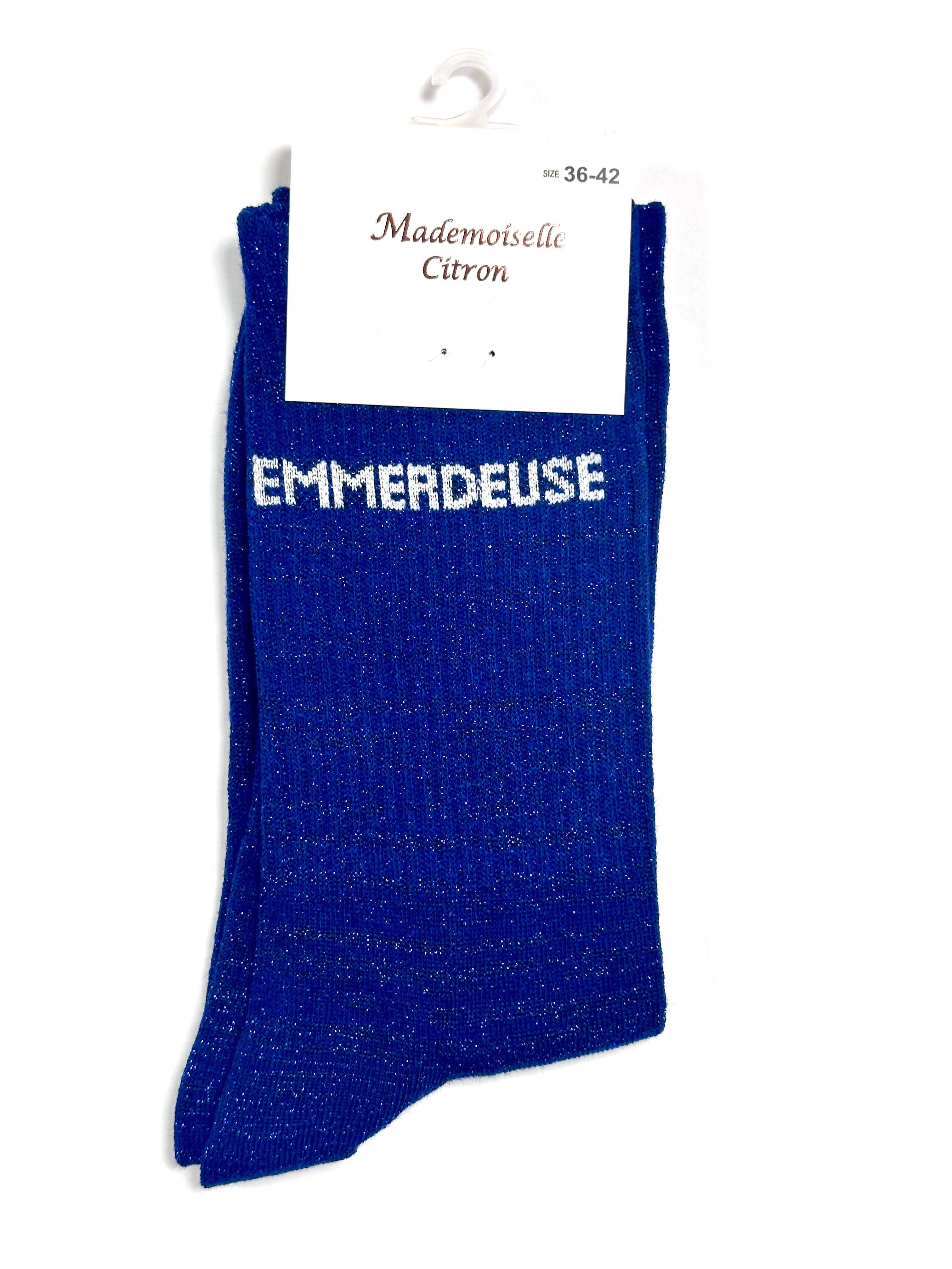 Chaussettes à Paillettes - Emmerdeuse (Bleu foncé)