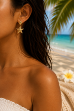 Boucles d’oreilles étoile de mer en acier inoxydable doré