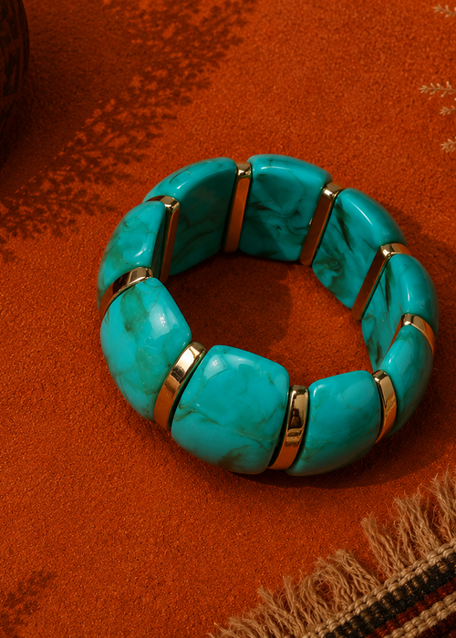 Bracelet Élastique Pierre et Acier Épais