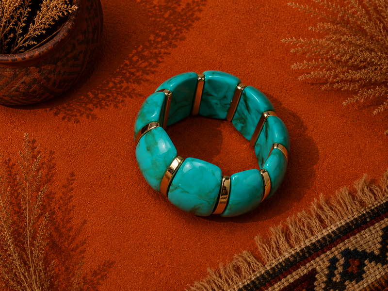 Bracelet Élastique Pierre et Acier Épais