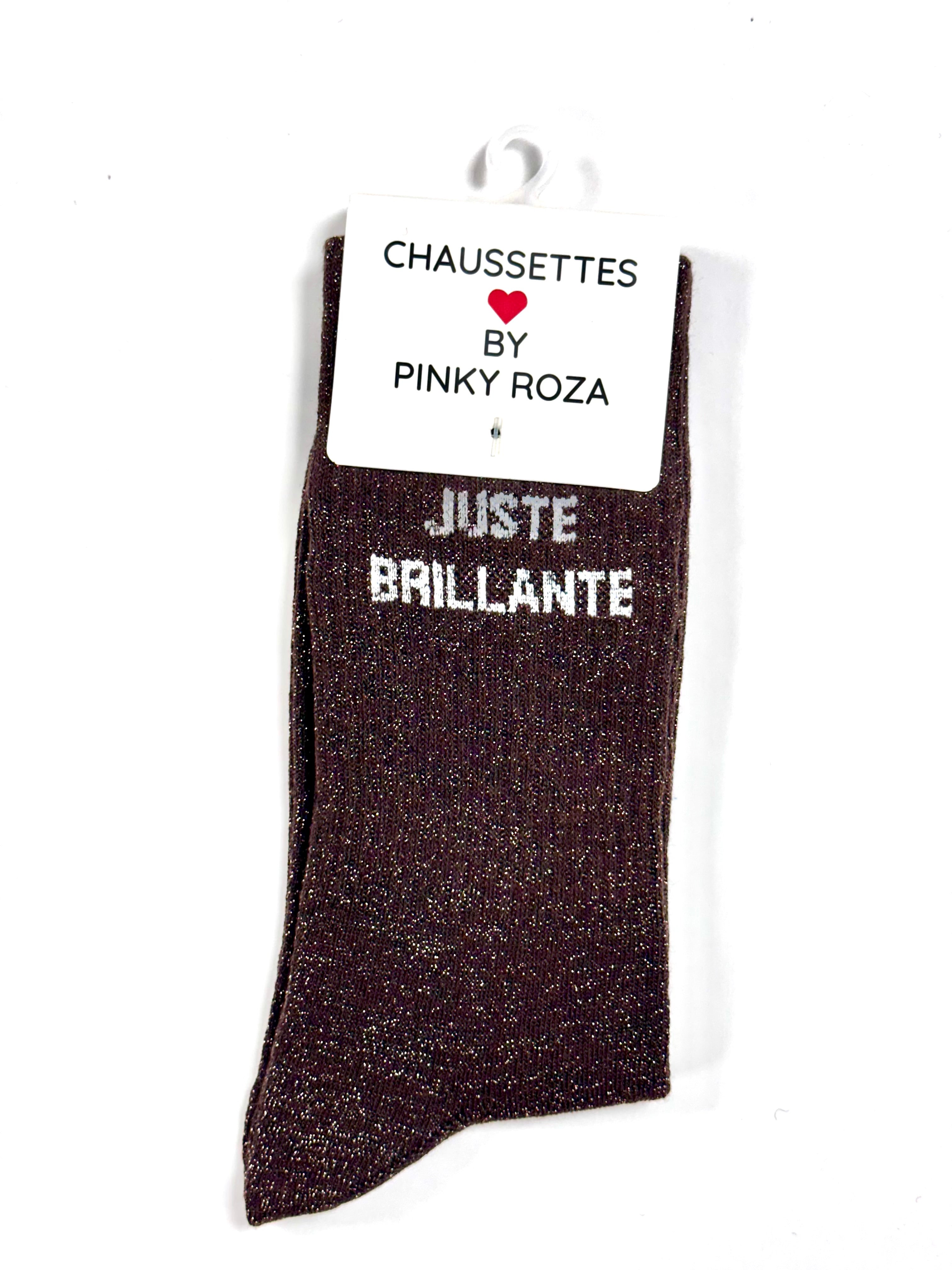 Chaussettes à paillettes « Juste brillante » - Marron