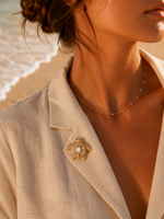 Broche Tortue Marine & Cristaux - Acier Inoxydable