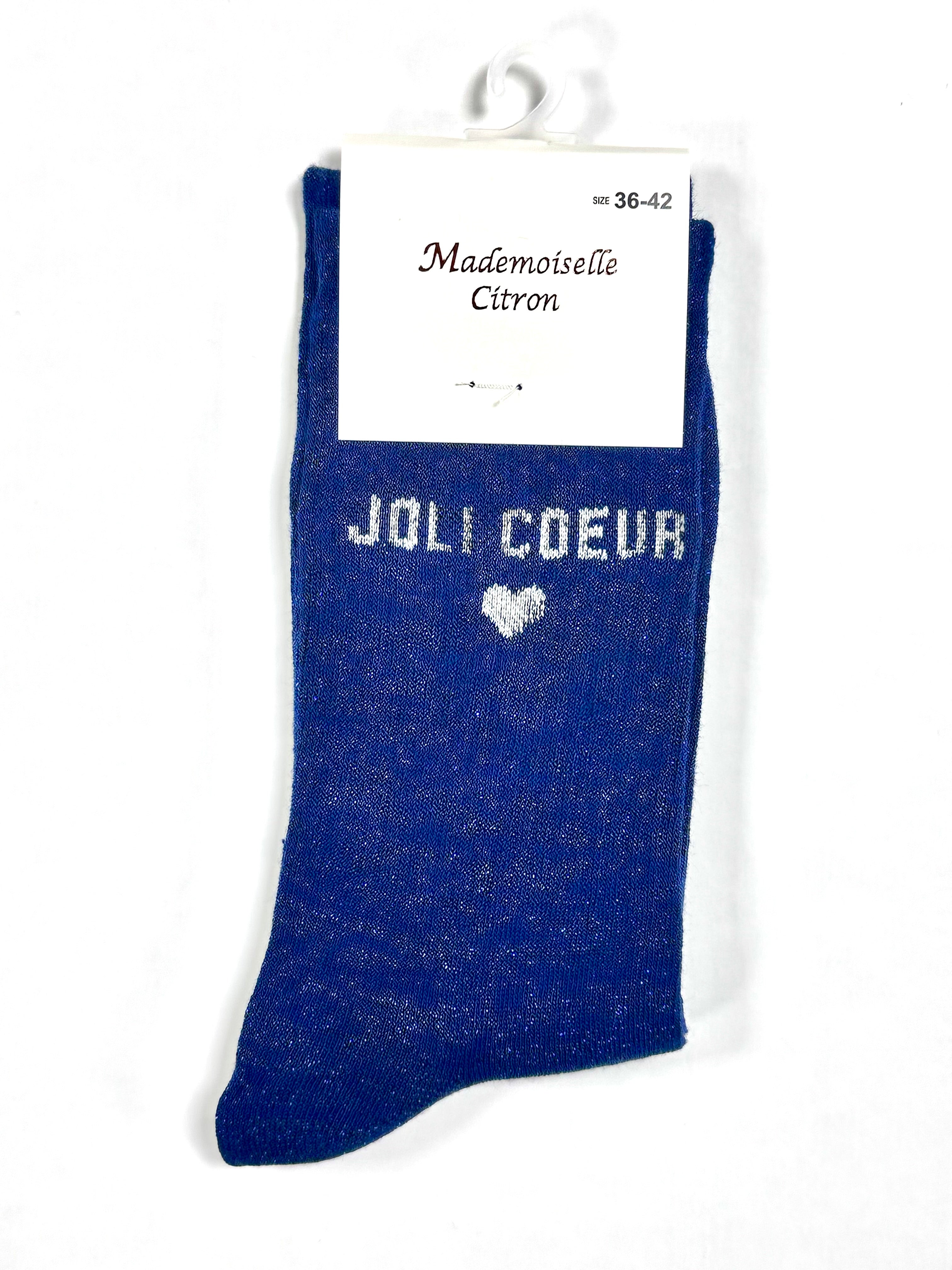 Chaussettes à Paillettes - Jolie cœur ❤️ (Bleu foncé)