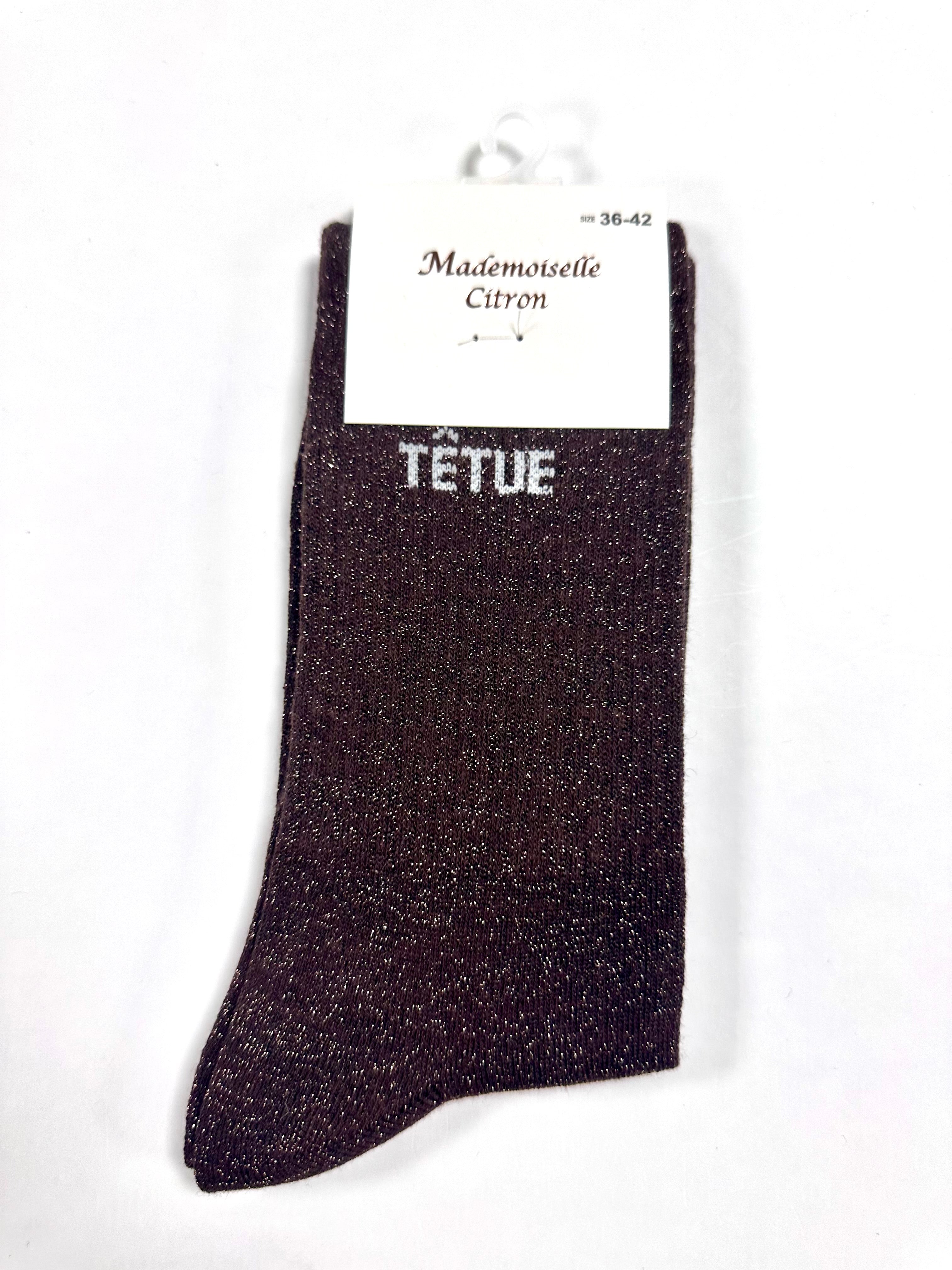 Chaussettes à Paillettes - Têtue (Marron)