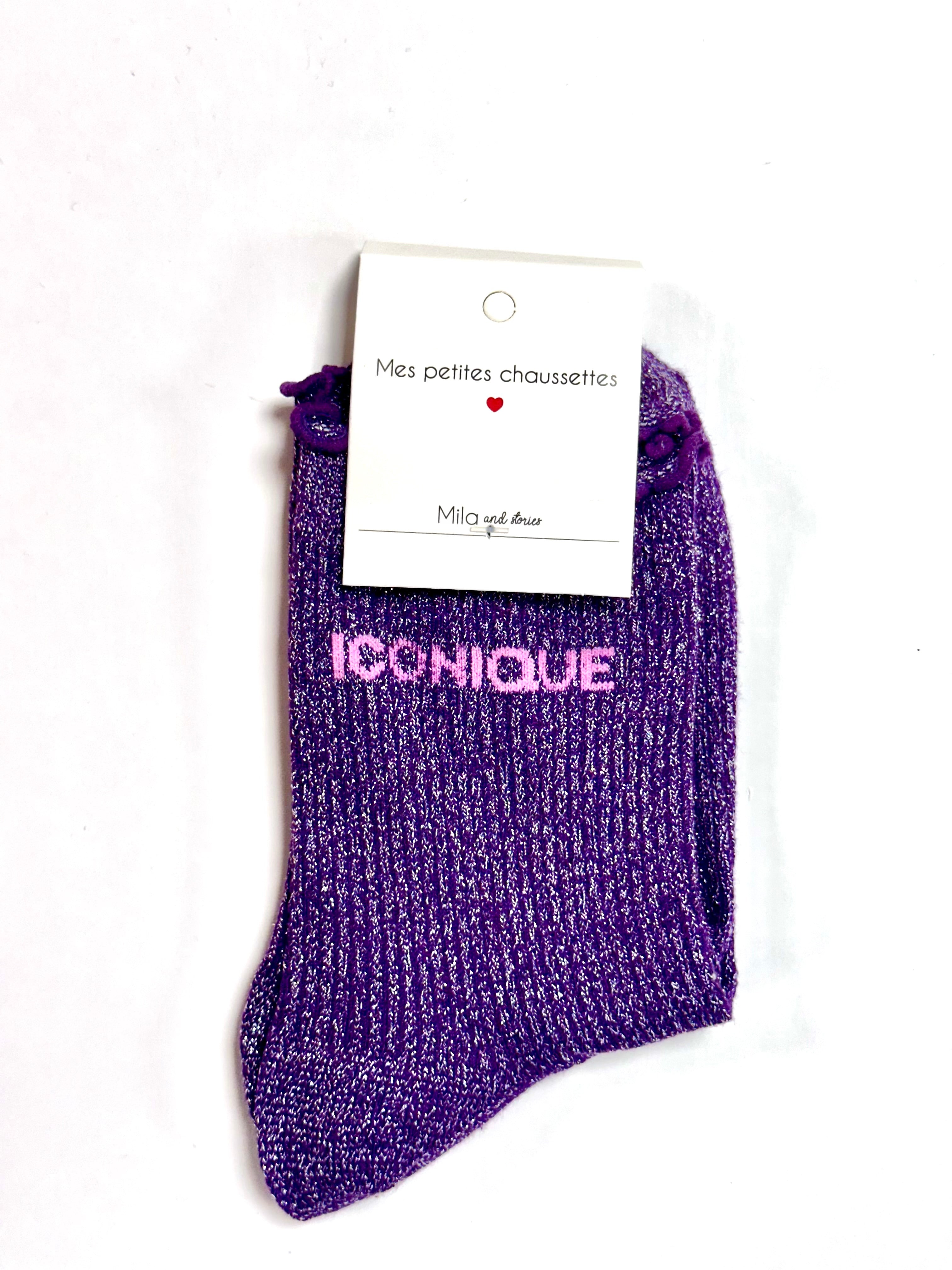 Chaussettes à paillettes « Iconique » - Violet