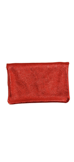 Pochette en cuir avec poche zippée intérieure - Rouge